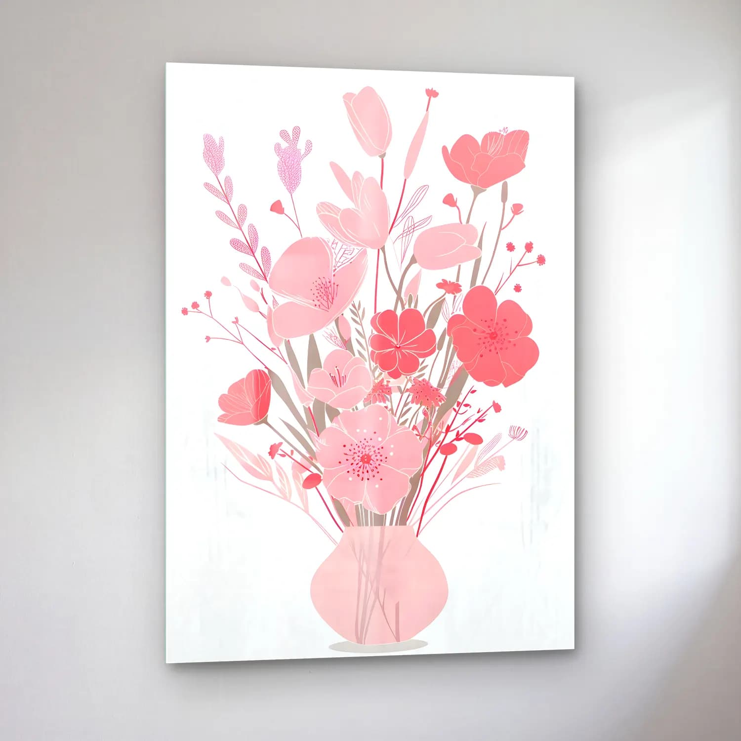 Pastel Vazoda Çiçek Buketi No. 6 cam tablo — sol açıdan görünüm