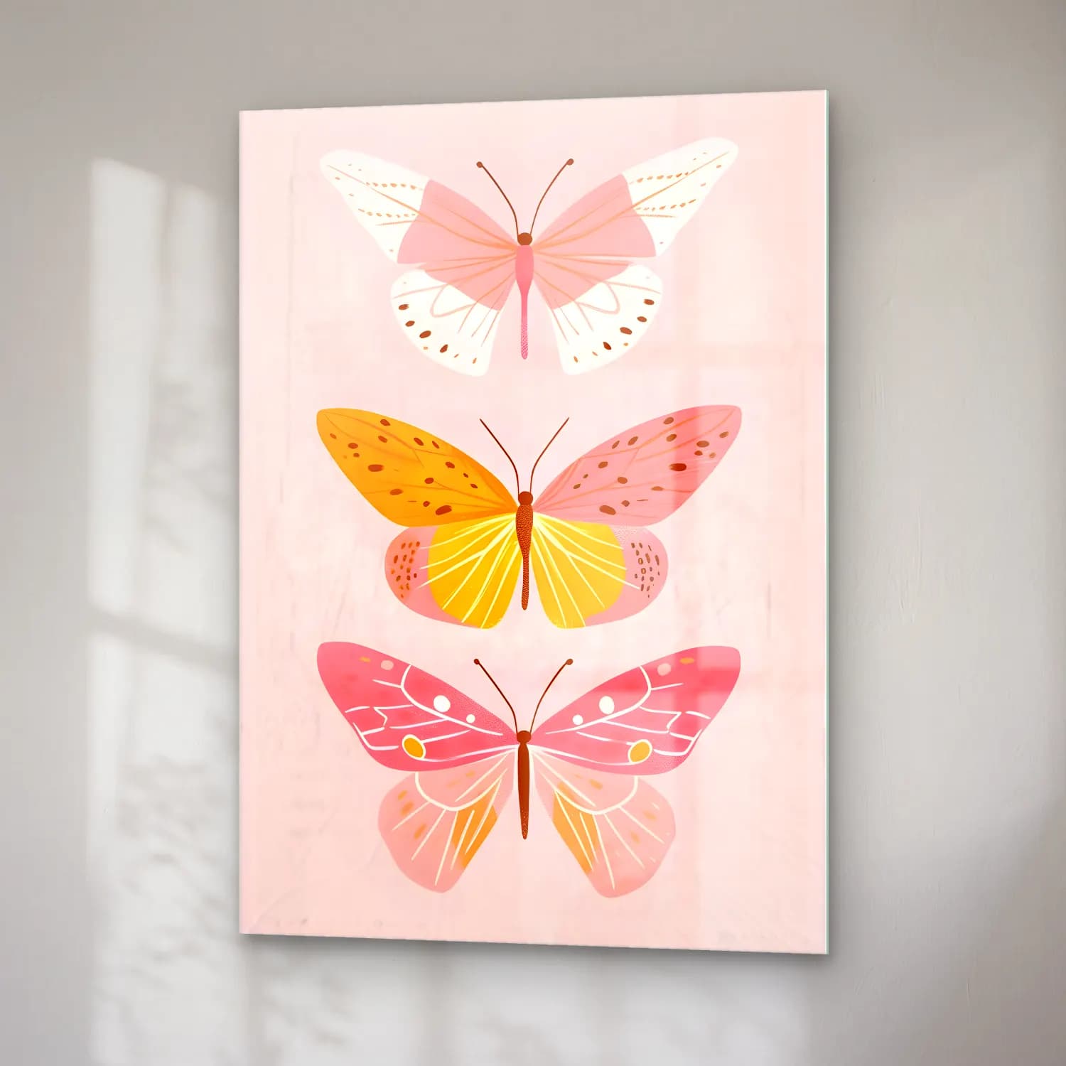 Pastel Kelebek No. 21 cam tablo — sağ açıdan görünüm