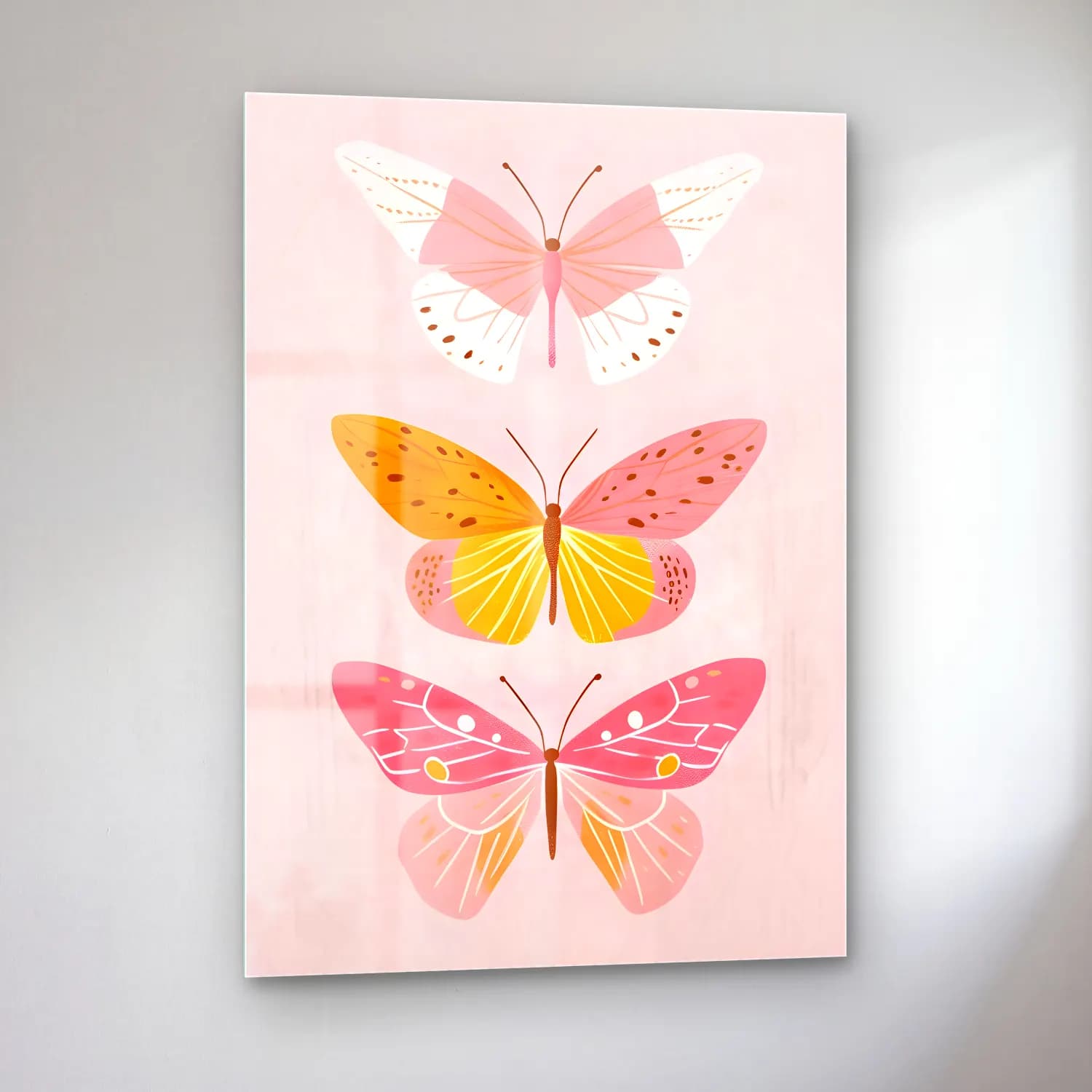 Pastel Kelebek No. 21 cam tablo — sol açıdan görünüm