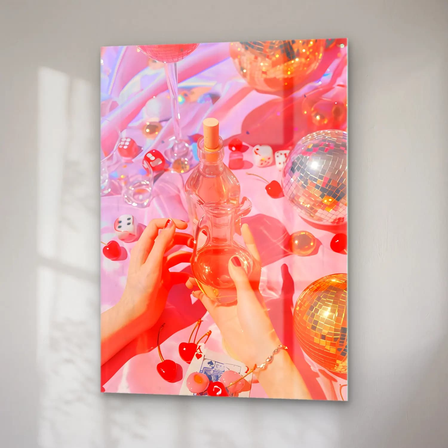 Pastel Parfüm Şişesi No. 7 cam tablo — sağ açıdan görünüm