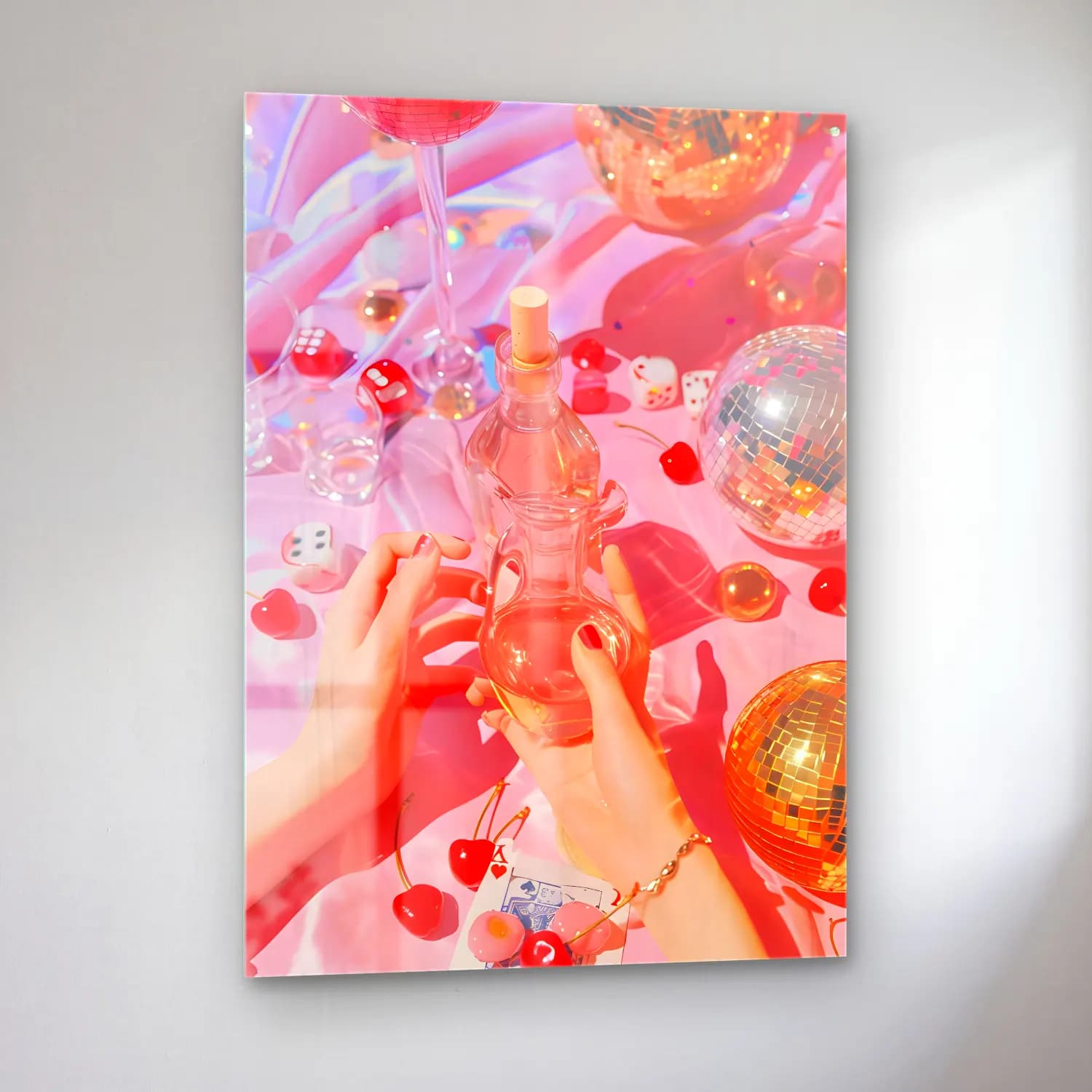Pastel Parfüm Şişesi No. 7 cam tablo — sol açıdan görünüm