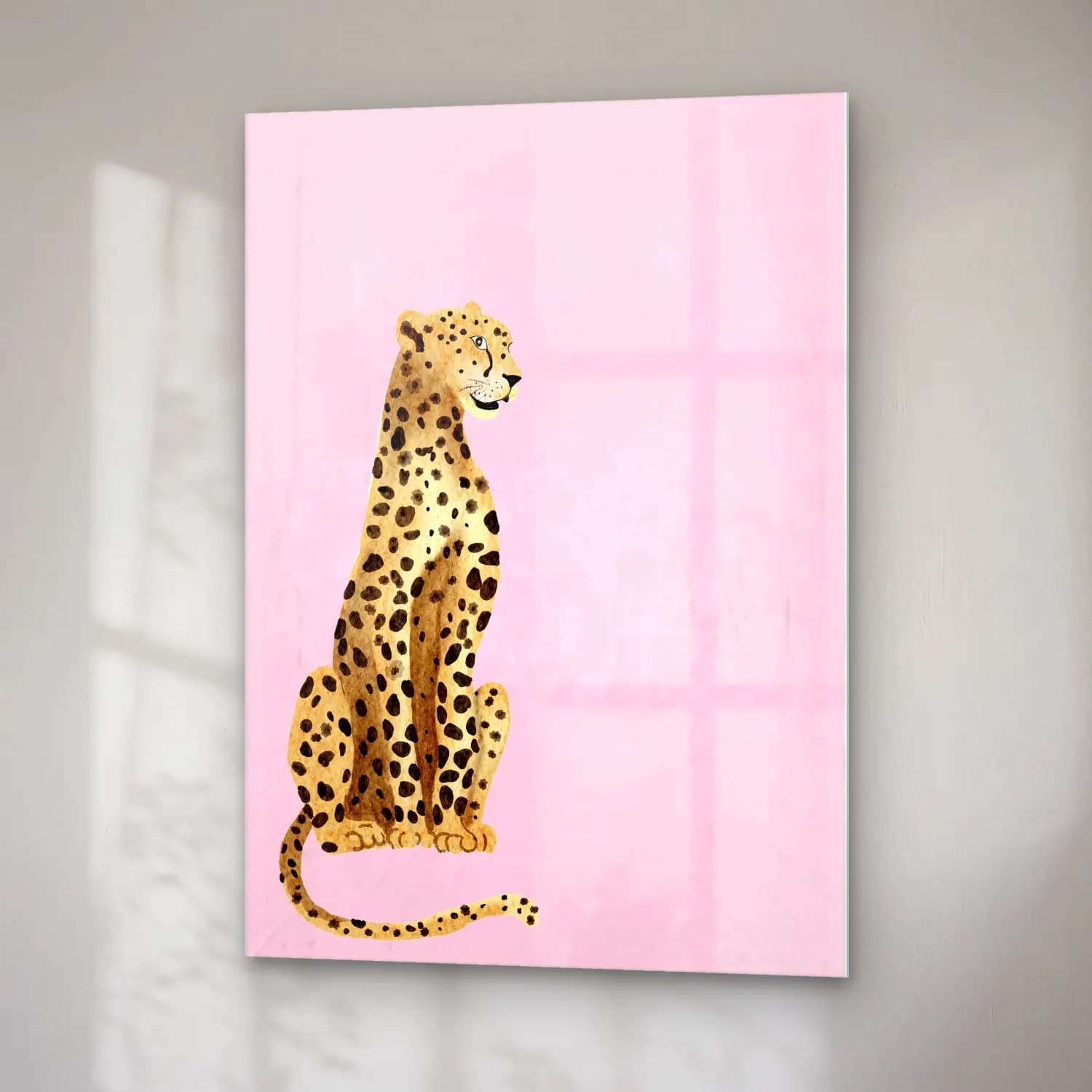 Pastel Leopar No. 24 cam tablo — sağ açıdan görünüm