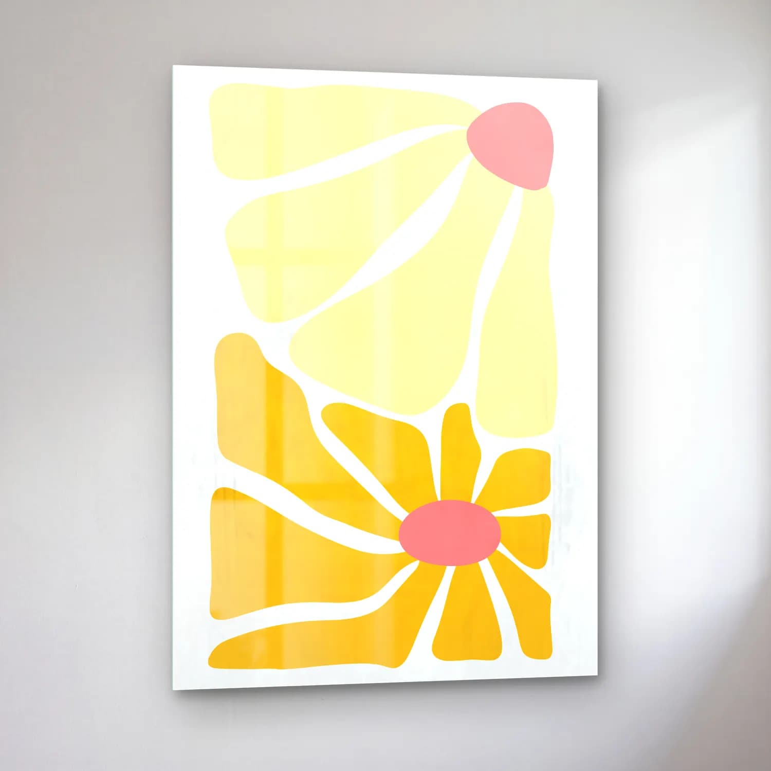 Boho Çiçek Deseni No. 94 cam tablo — sol açıdan görünüm