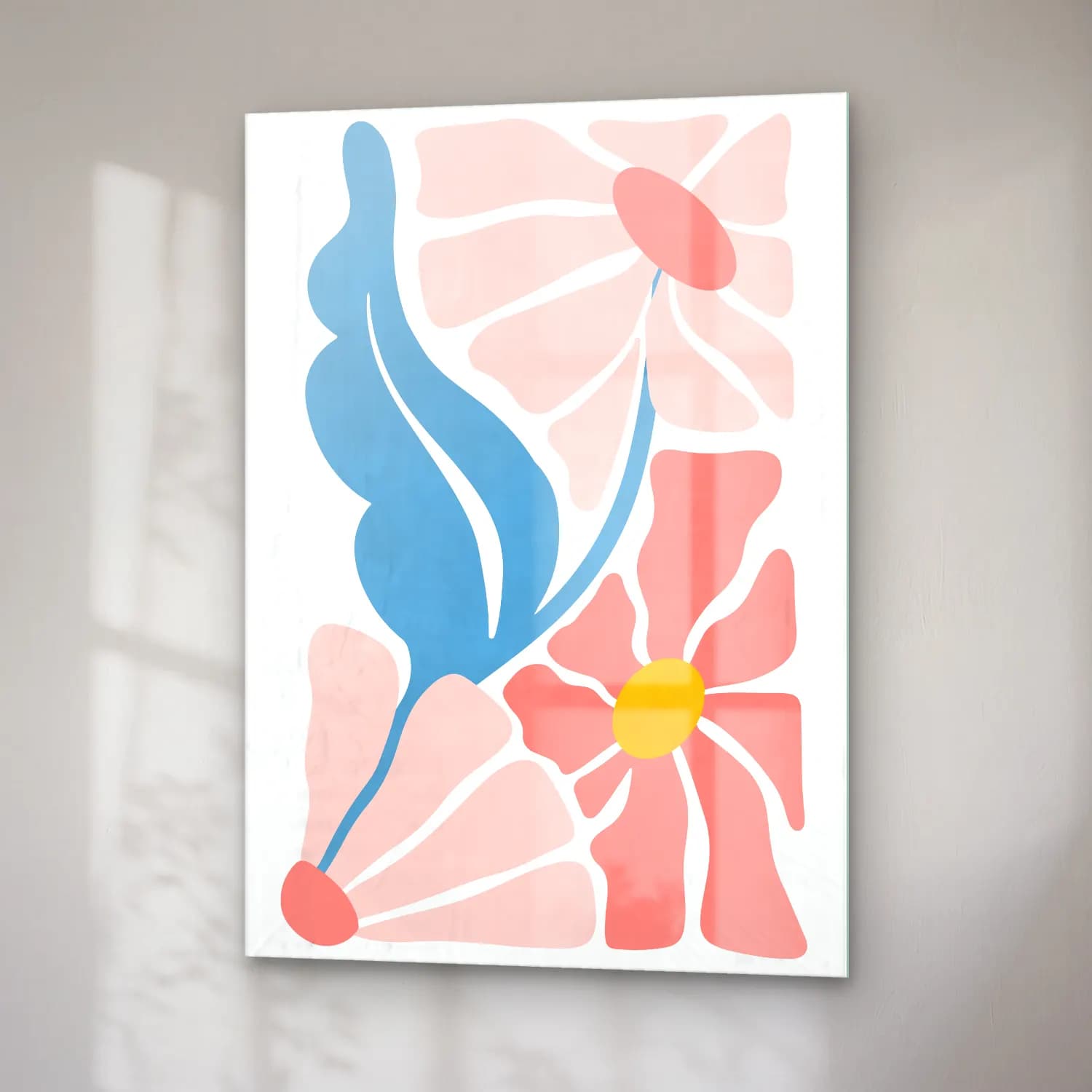 Pastel Çiçek Deseni No. 207 cam tablo — sağ açıdan görünüm