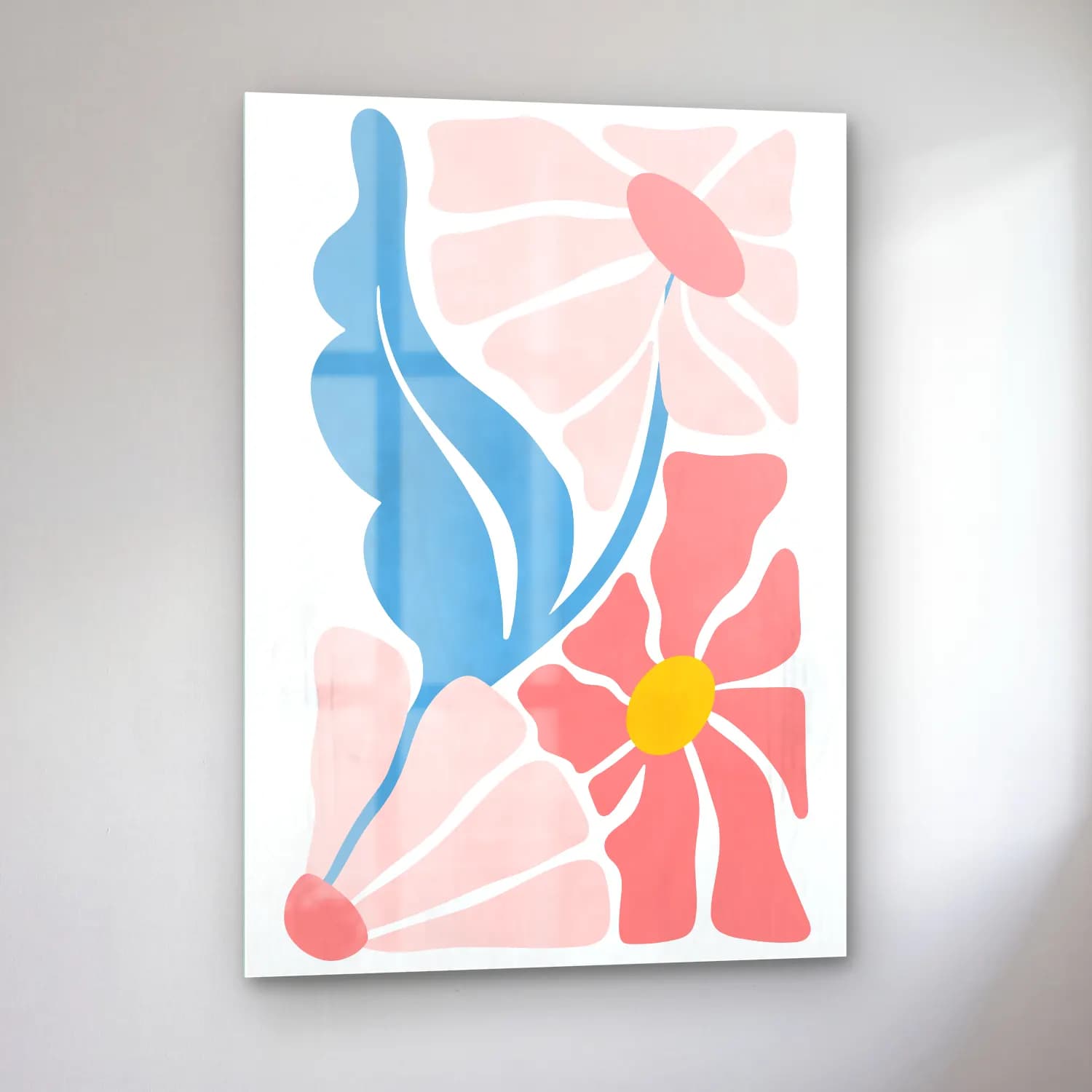Pastel Çiçek Deseni No. 207 cam tablo — sol açıdan görünüm