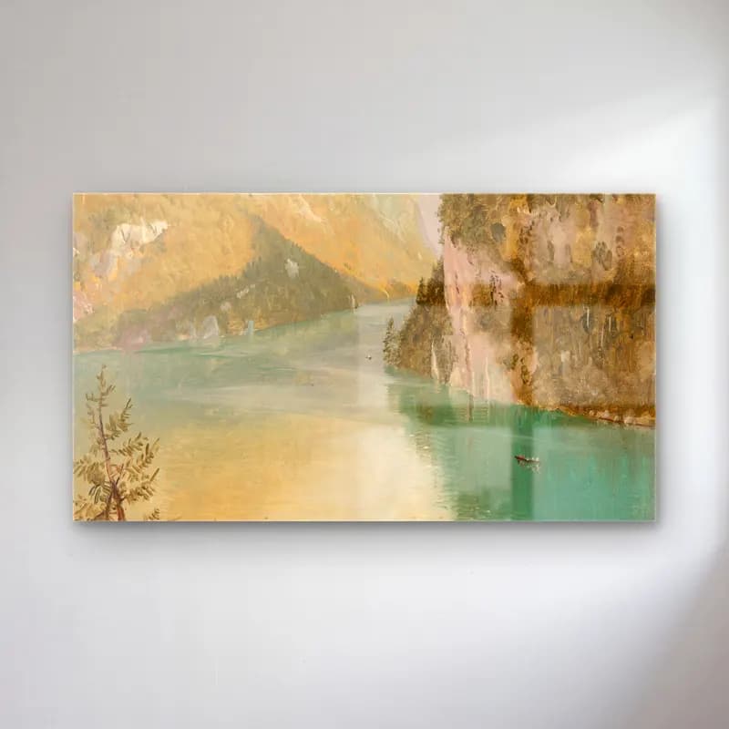Frederic Edwin Church – Königssee, Bavaria cam tablo — Frederic Edwin Church – Königssee, Bavaria — yağlı boya göl ve dağlar