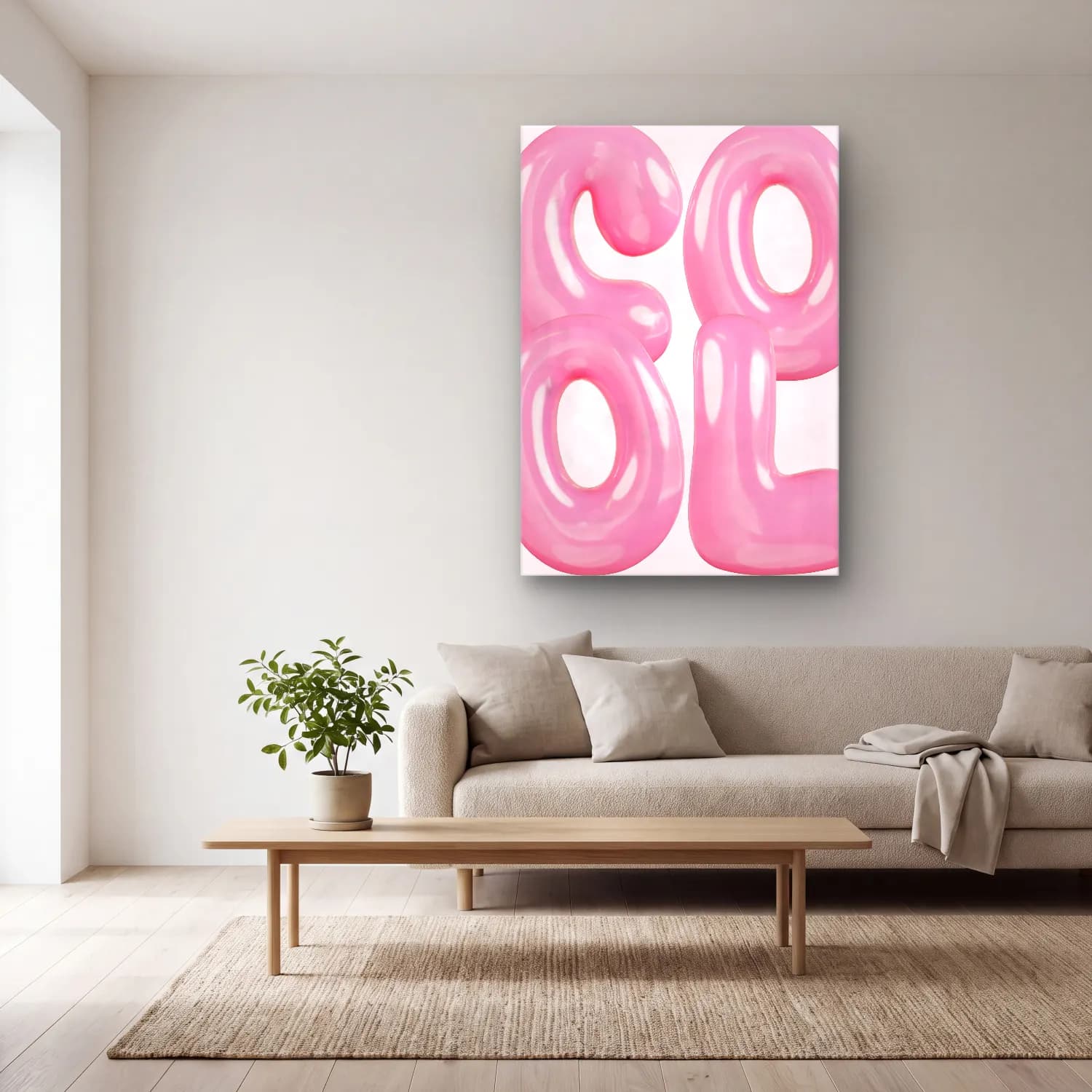 Pastel Harf Posteri No. 10 cam tablo — açık renk salonda