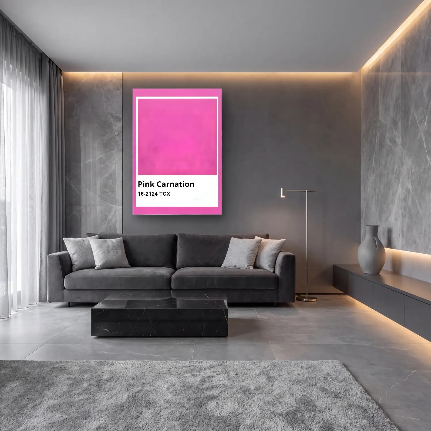 Pastel Pembe Şakayıklar No. 16 cam tablo — lüks salon duvarında