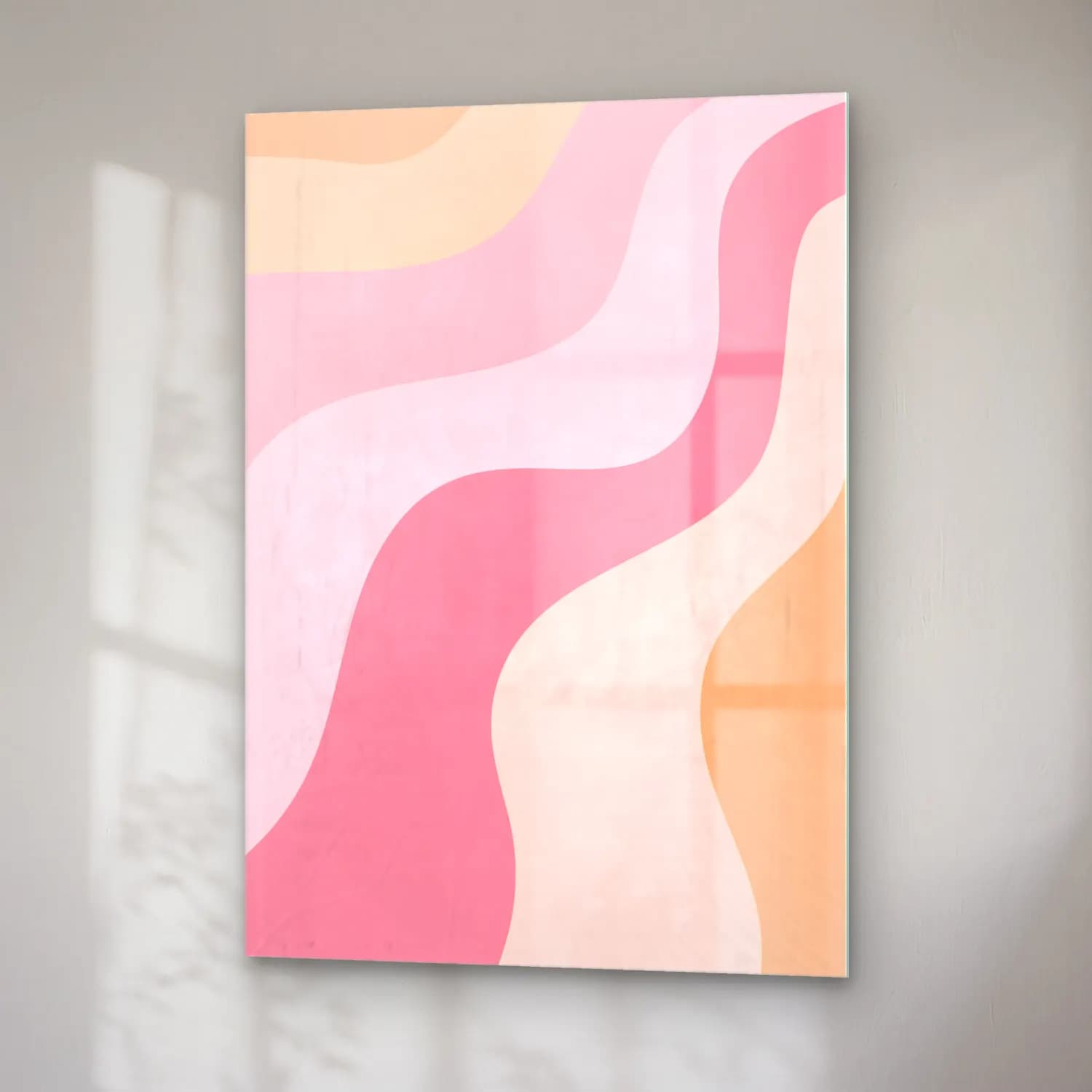 Pastel Dalgalı Çizgiler No. 4 cam tablo — sağ açıdan görünüm