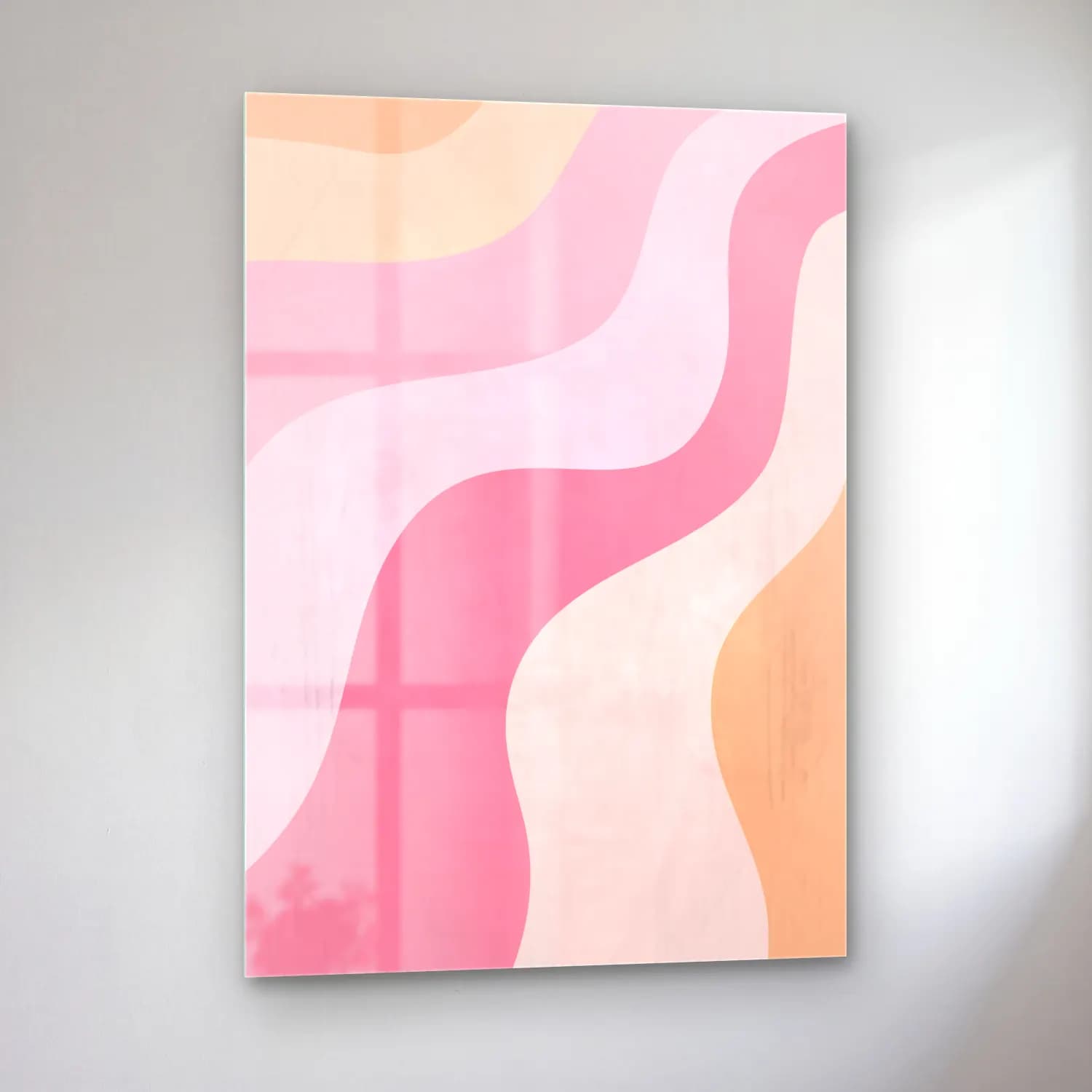 Pastel Dalgalı Çizgiler No. 4 cam tablo — sol açıdan görünüm