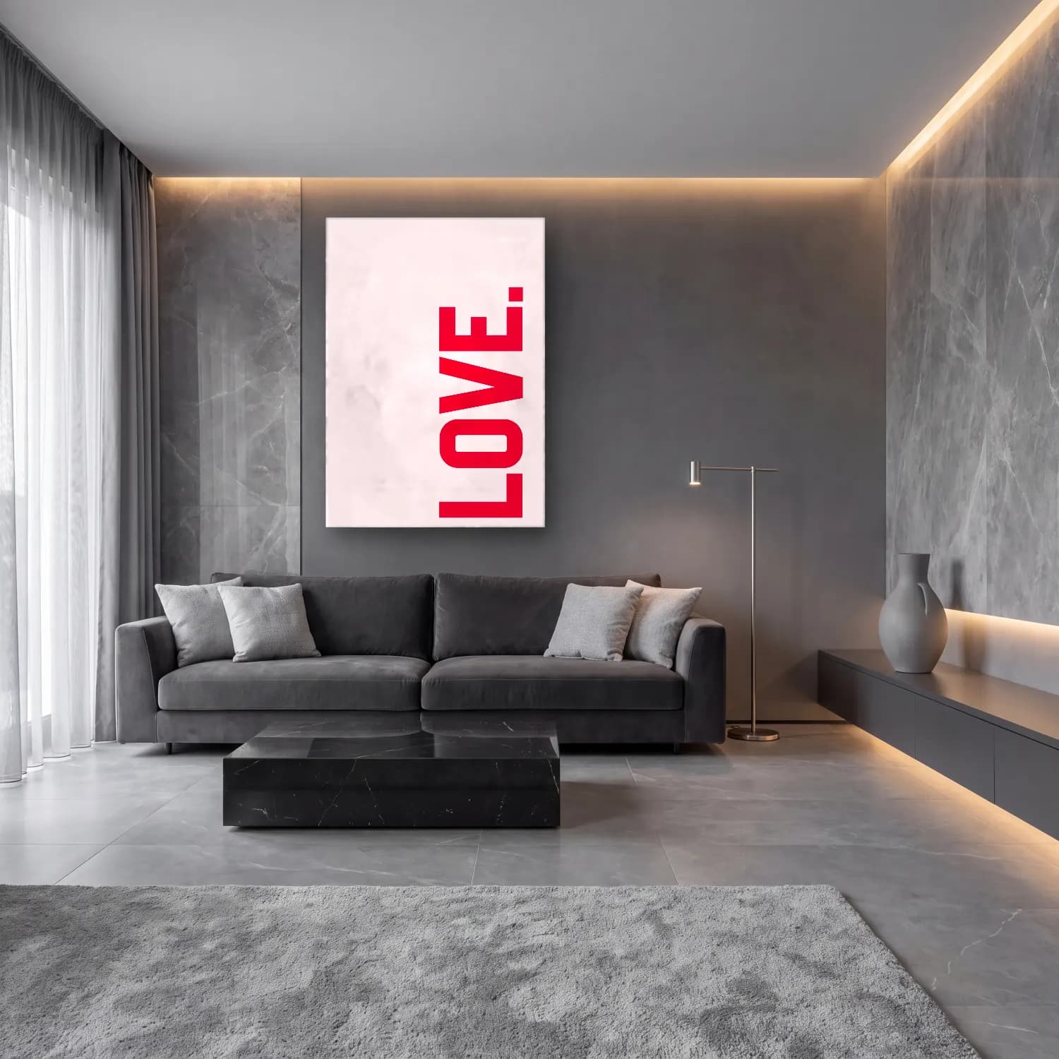 Bauhaus Yazılı Tasarım No. 21 cam tablo — lüks salon duvarında