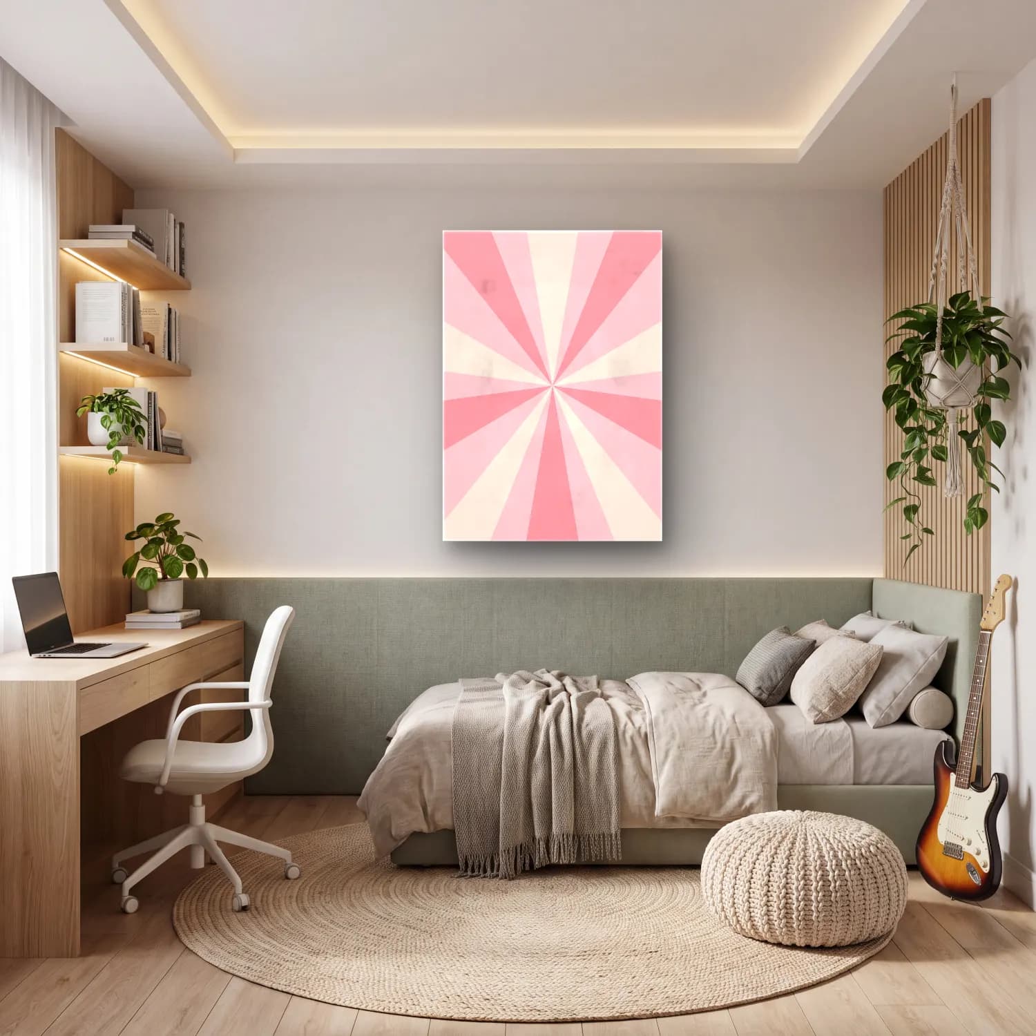 Pastel Fiyonk No. 39 cam tablo — genç odasında