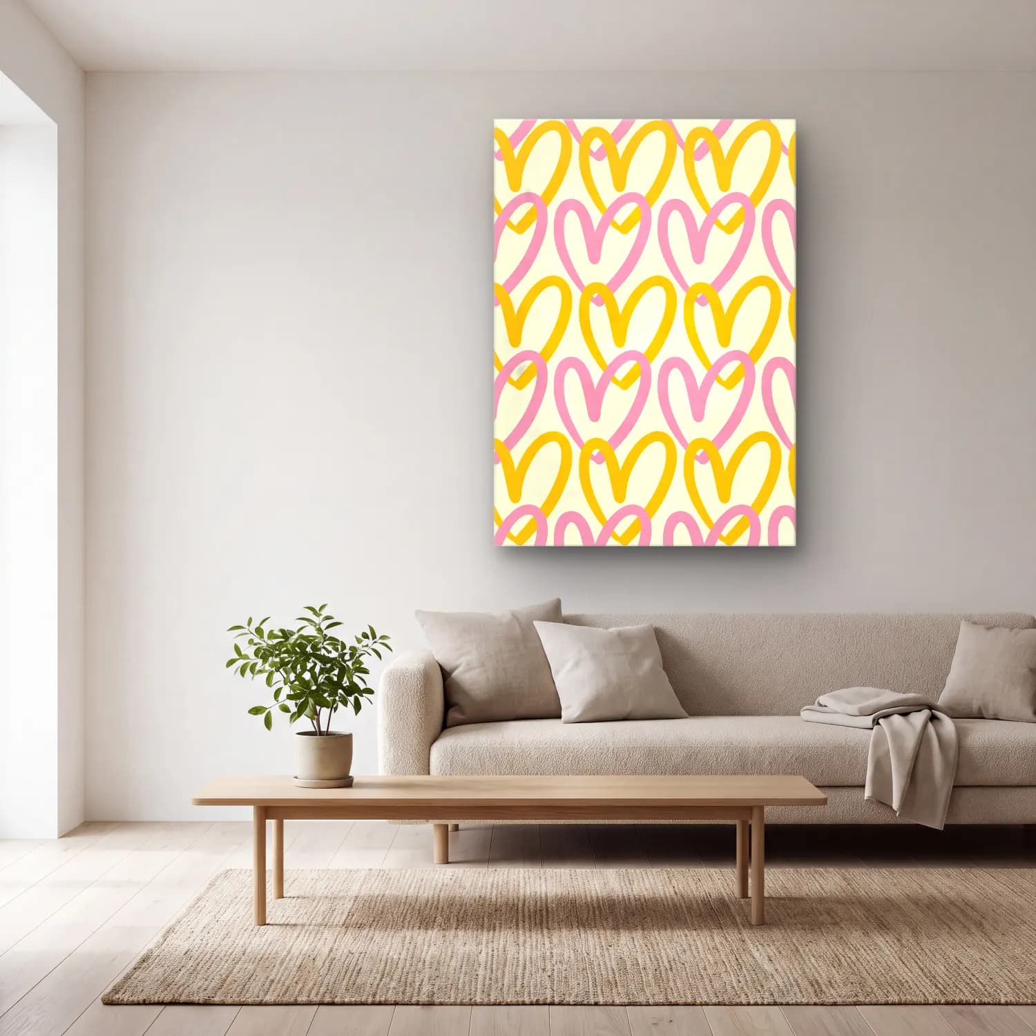 Pastel Çiçek Deseni No. 208 cam tablo — açık renk salonda