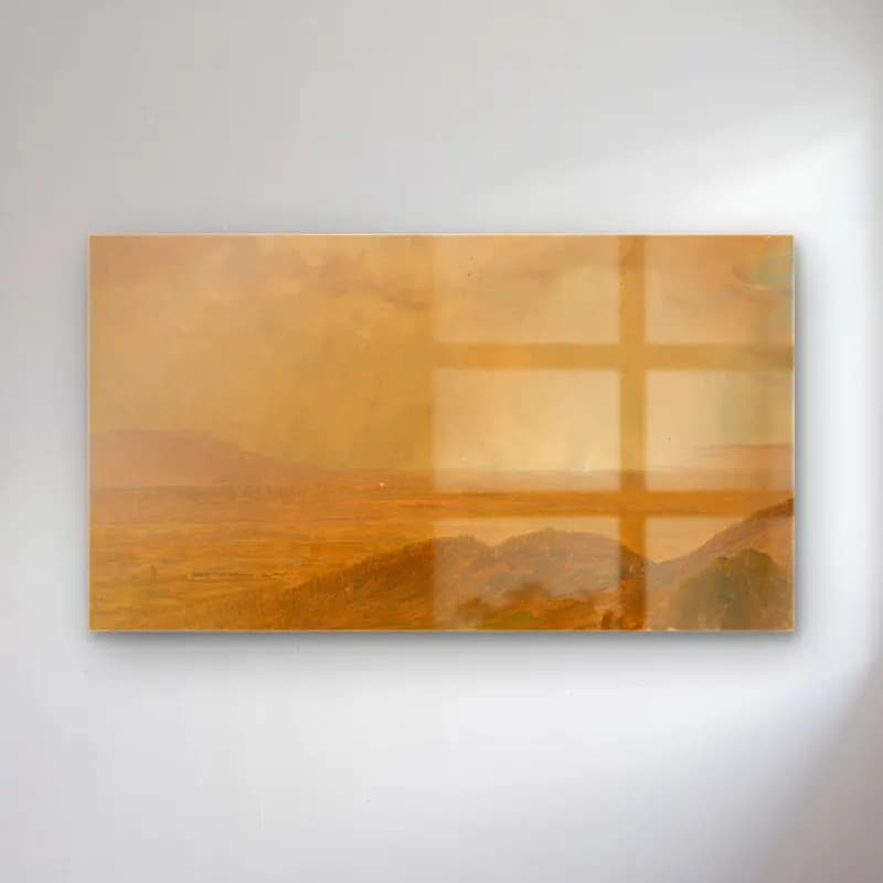 Frederic Edwin Church – Landscape VIII cam tablo — Frederic Edwin Church – Landscape VIII — yağlı boya buğday tarlası