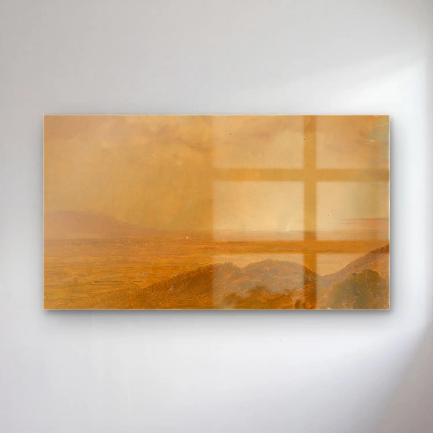 Frederic Edwin Church – Landscape VIII cam tablo — Frederic Edwin Church – Landscape VIII — yağlı boya buğday tarlası