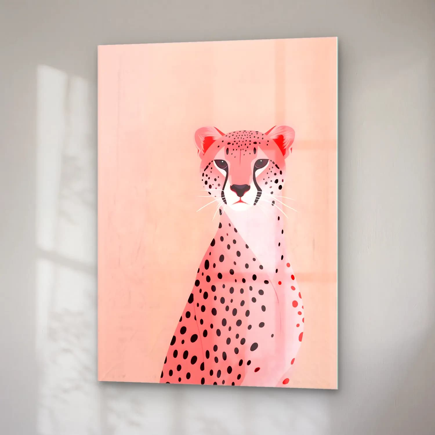 Sevimli İllüstrasyon Leopar – Pembe Tonlar cam tablo — sağ açıdan görünüm