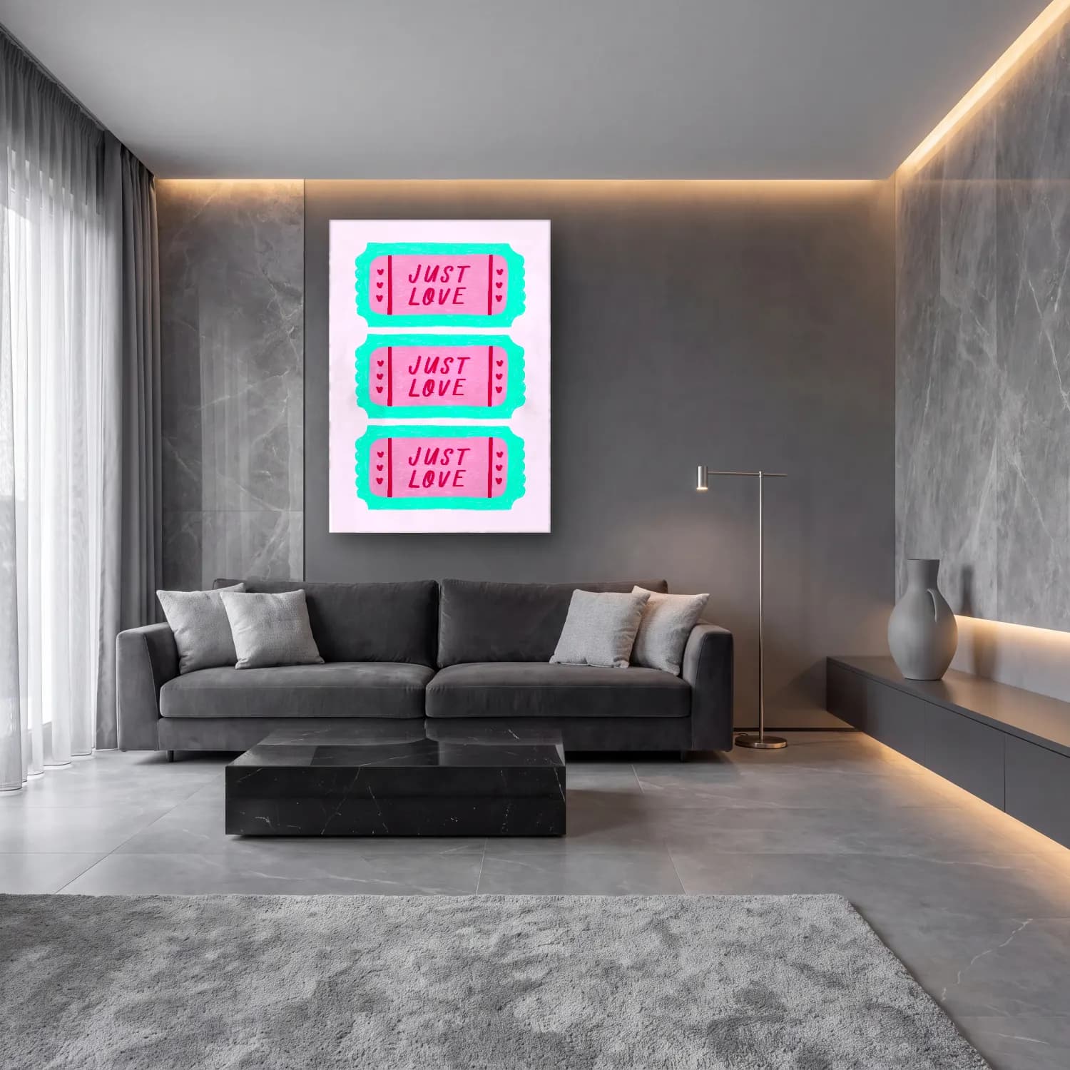 Pastel Söz Posteri No. 67 cam tablo — lüks salon duvarında