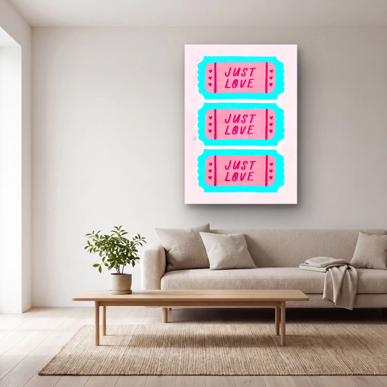 Pastel Söz Posteri No. 67 cam tablo — açık renk salonda