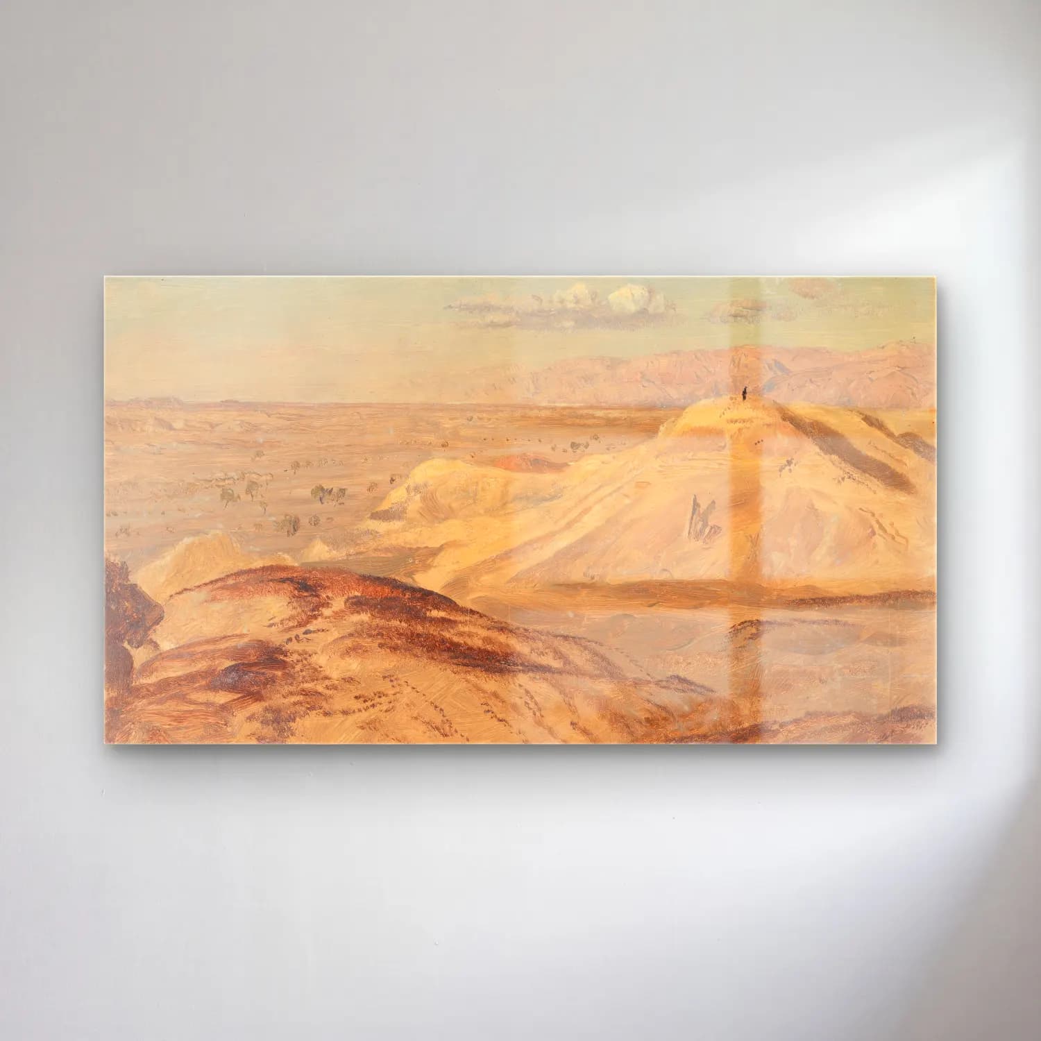 Frederic Edwin Church – Landscape near Petra cam tablo — Frederic Edwin Church – Landscape near Petra — yağlı boya çöl kumulları