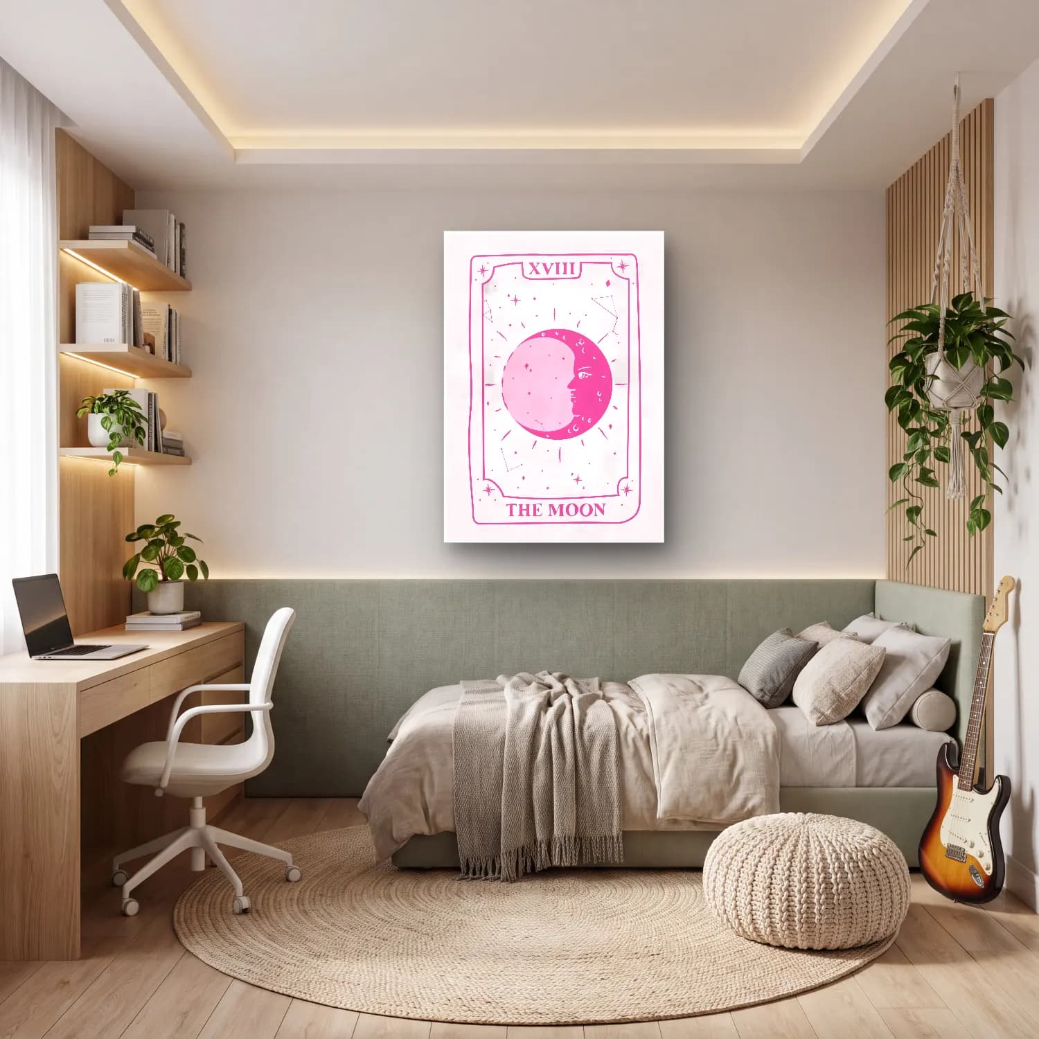 Pastel Gök Haritası No. 4 cam tablo — genç odasında