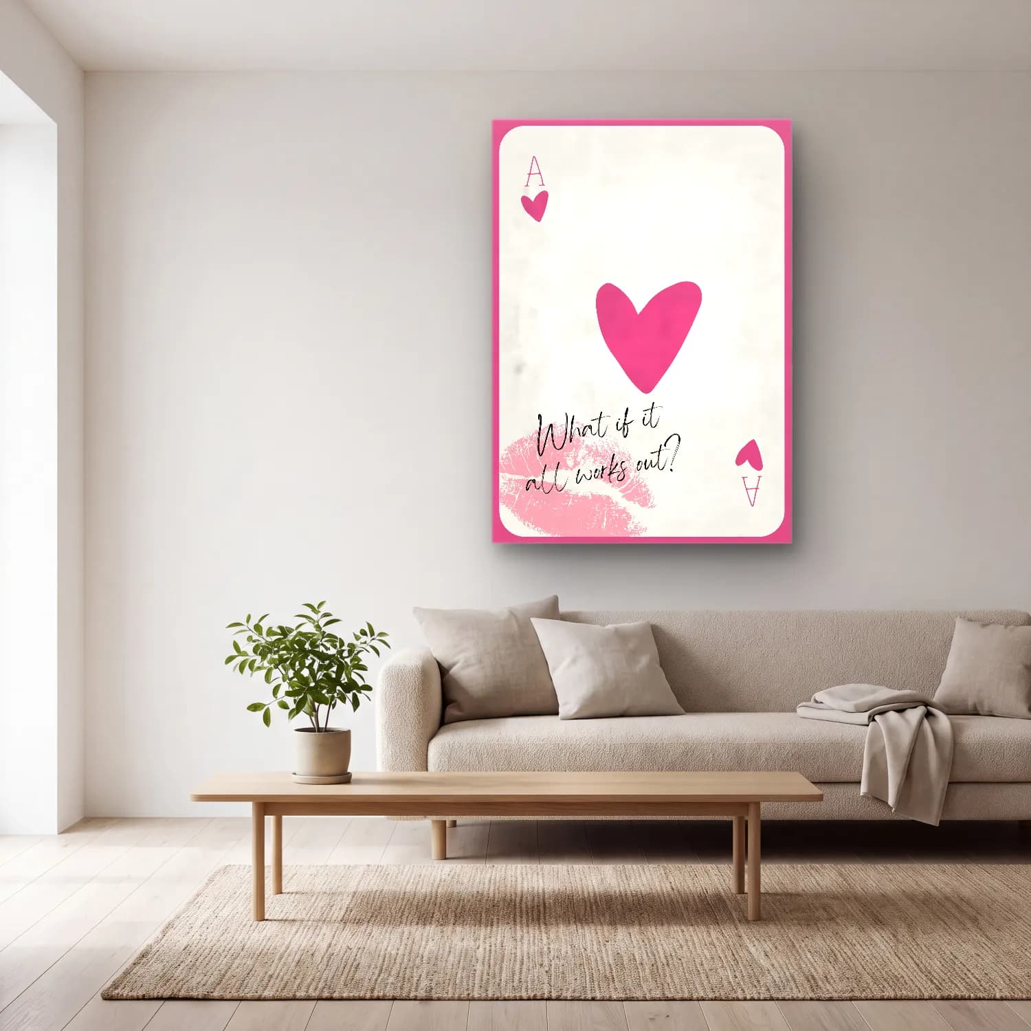 Pastel Söz Posteri No. 68 cam tablo — açık renk salonda