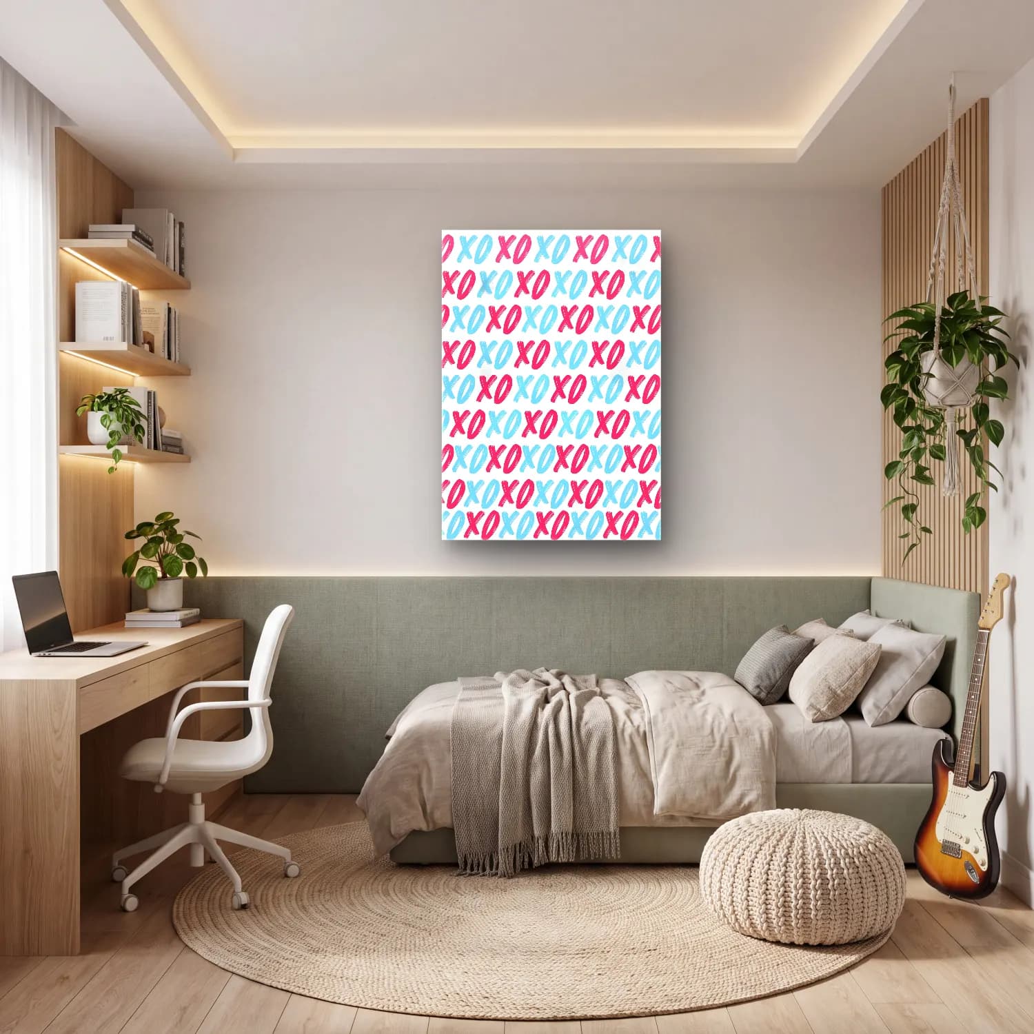 Pastel Dama Deseni No. 17 cam tablo — genç odasında