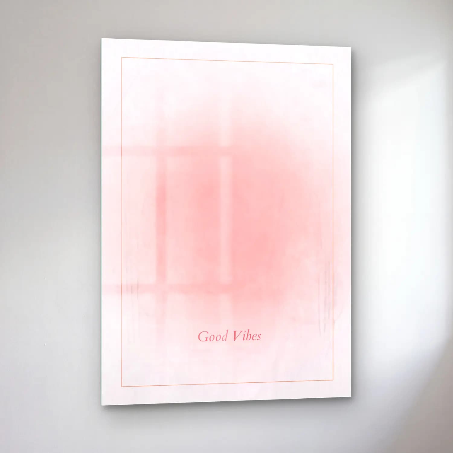 Pastel Yazılı Tasarım No. 99 cam tablo — sol açıdan görünüm