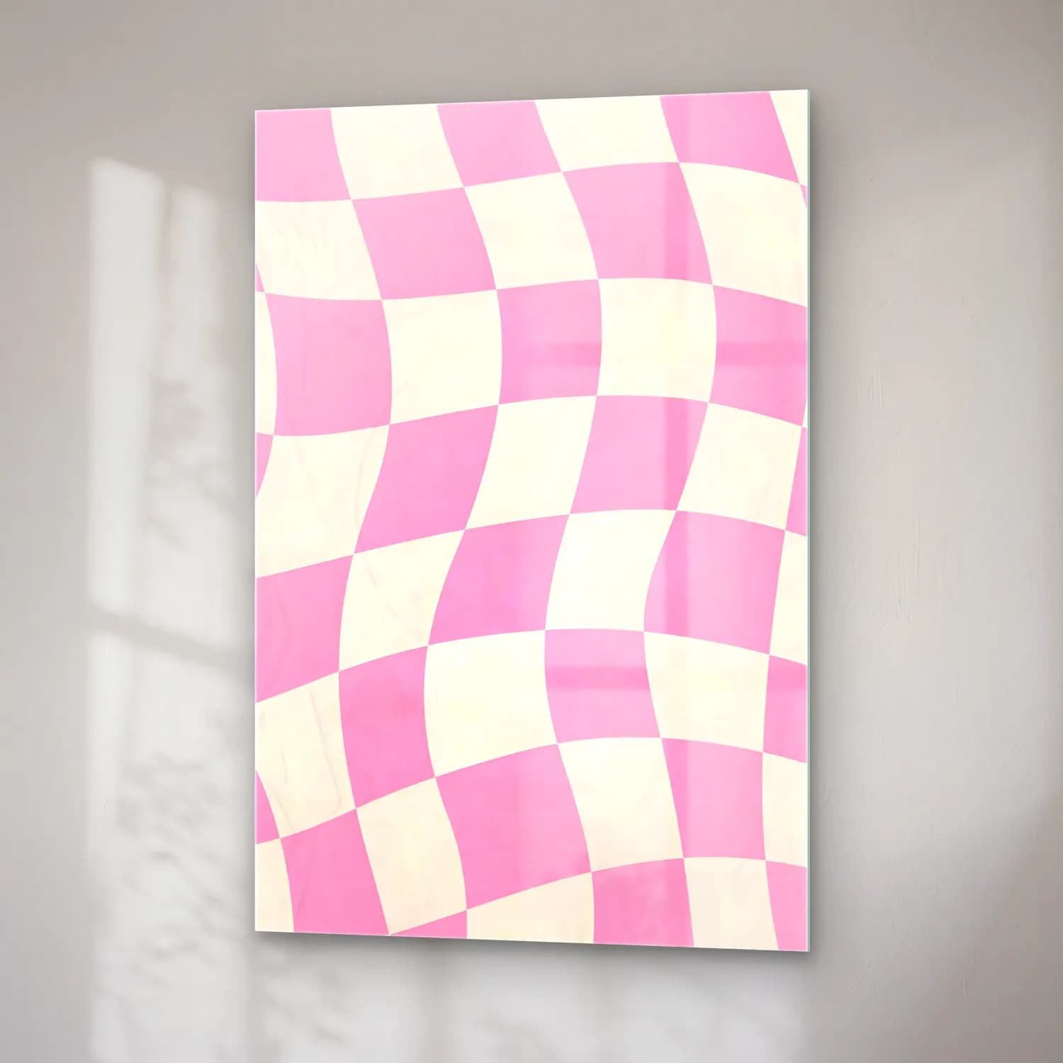 RETRO - TRENDY – Dama Deseni – Pembe Tonlar cam tablo — sağ açıdan görünüm