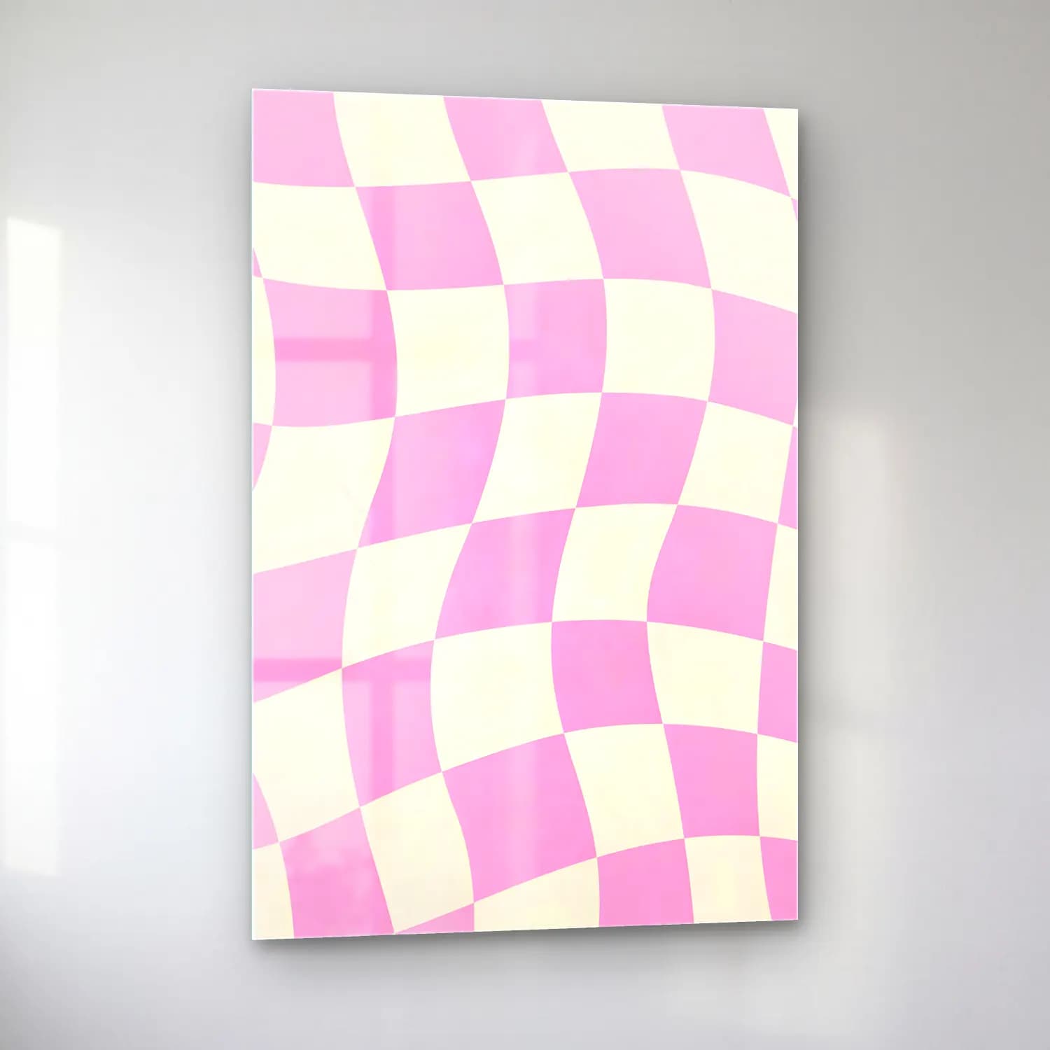 RETRO - TRENDY – Dama Deseni – Pembe Tonlar cam tablo — sol açıdan görünüm