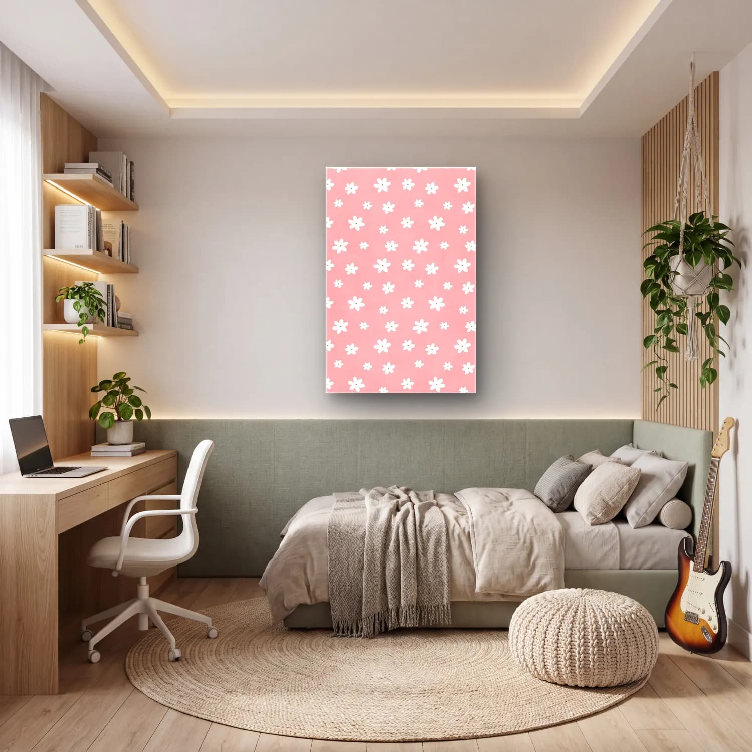 RETRO - TRENDY – Çiçek Deseni No. 11 cam tablo — genç odasında