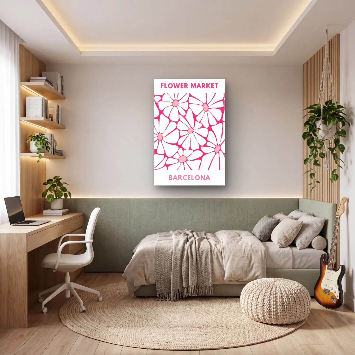 RETRO - TRENDY – Çiçek Deseni No. 16 cam tablo — genç odasında