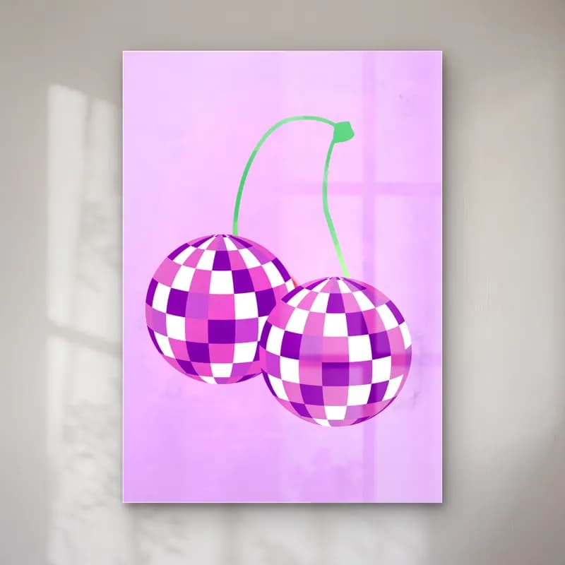 RETRO - TRENDY – Kirazlar No. 11 cam tablo — RETRO - TRENDY – Kirazlar No. 11 — sevimli i̇llüstrasyon kirazlar