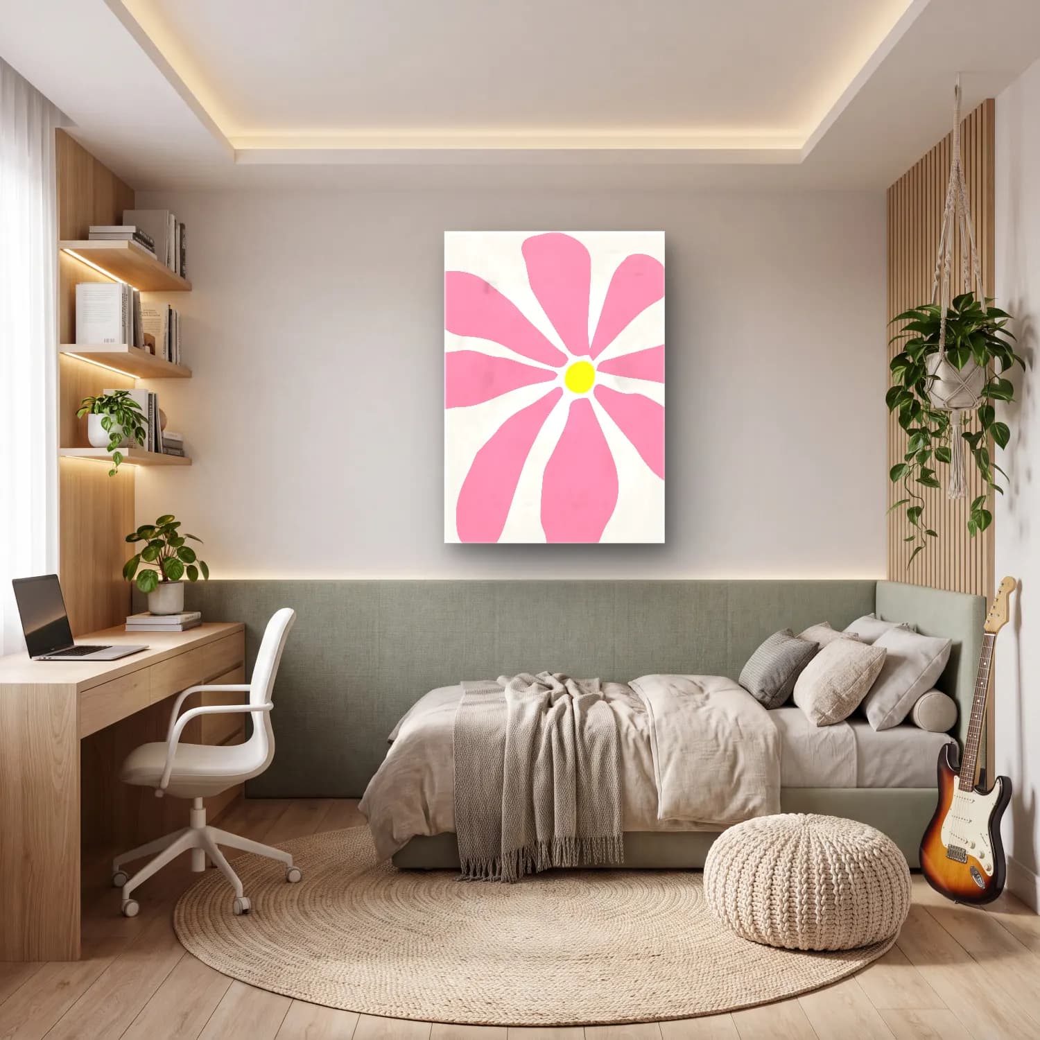 RETRO - TRENDY – Çiçek Deseni cam tablo — genç odasında