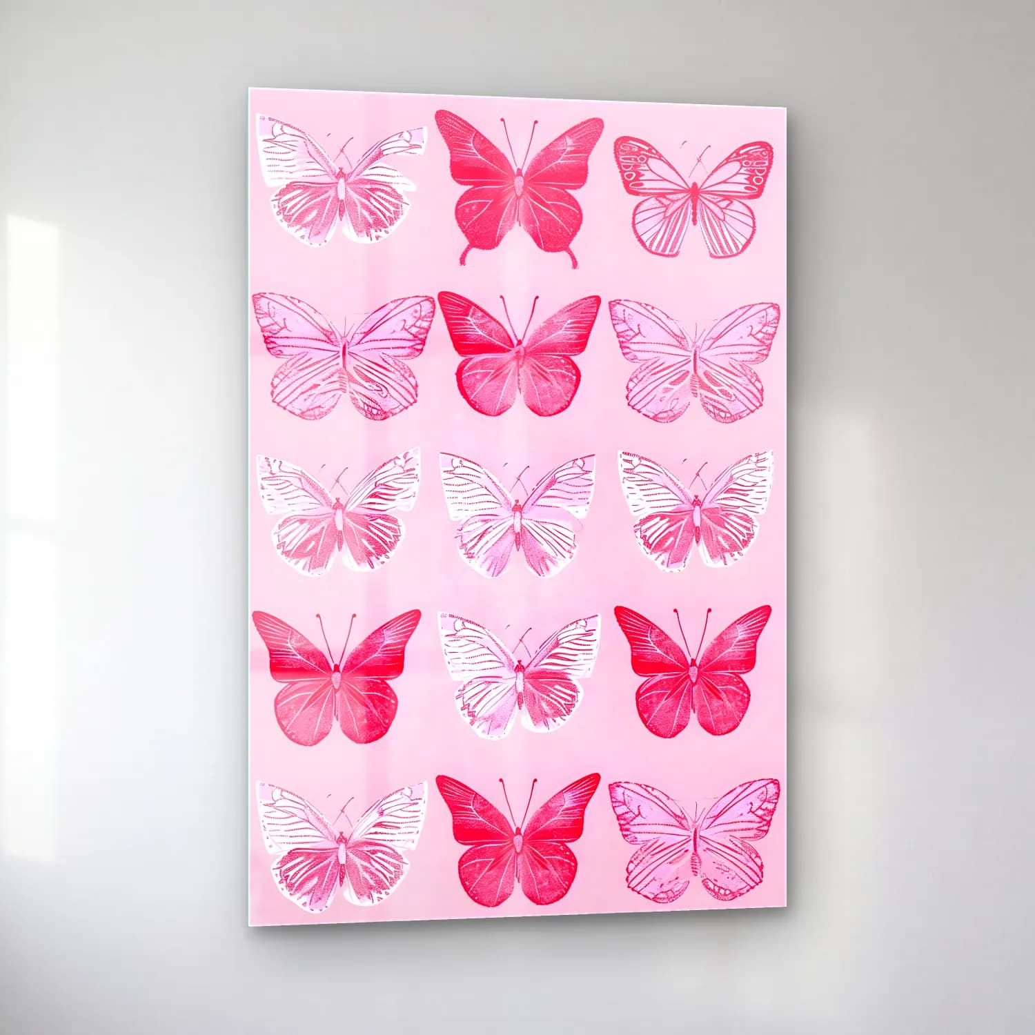 Pastel Kelebek No. 23 cam tablo — sol açıdan görünüm