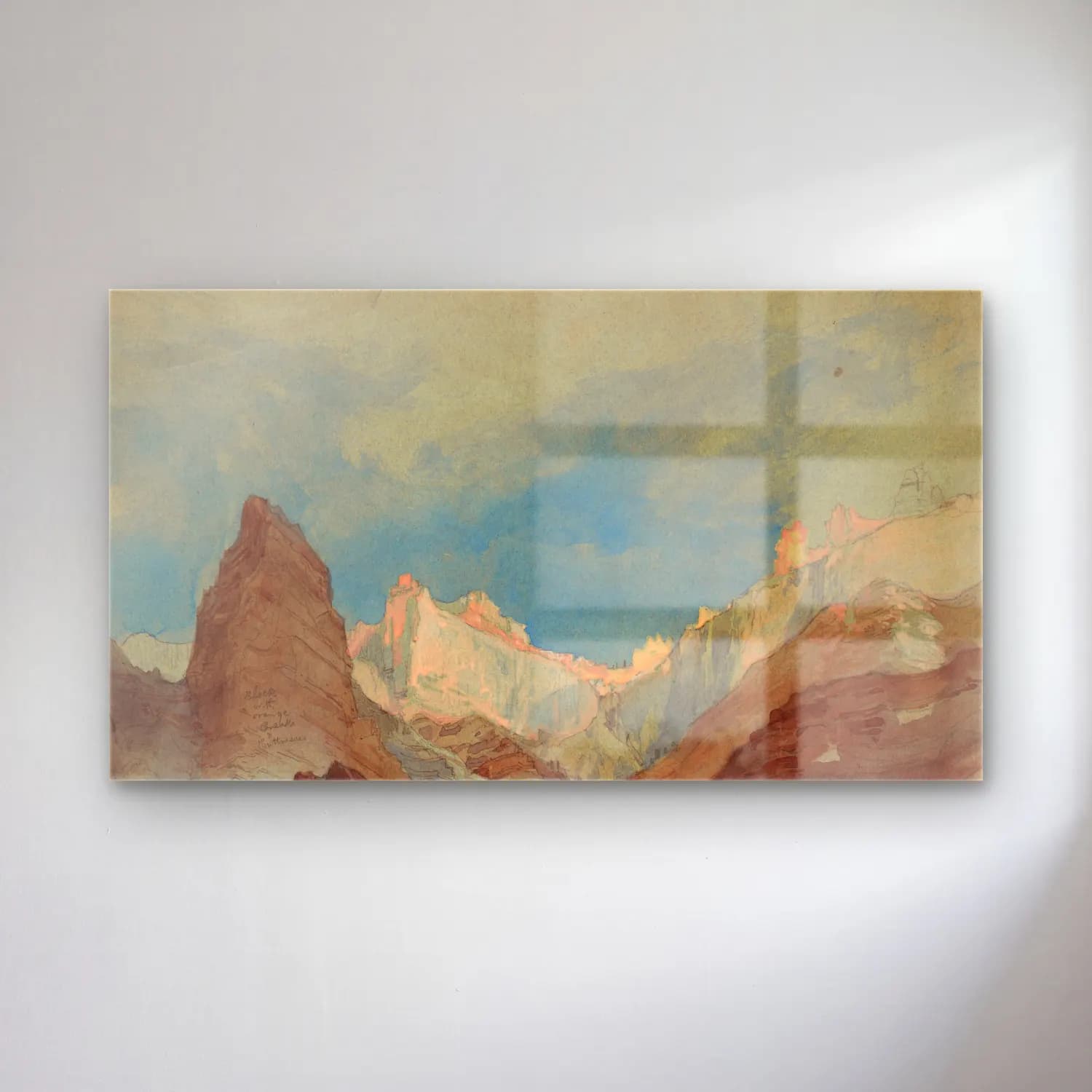 Frederic Edwin Church – Looking up the Trail at Bright Angel, Grand Canyon, Arizona cam tablo — Frederic Edwin Church – Looking up the Trail at Bright Angel, Grand Canyon, Arizona — suluboya dağ manzarası