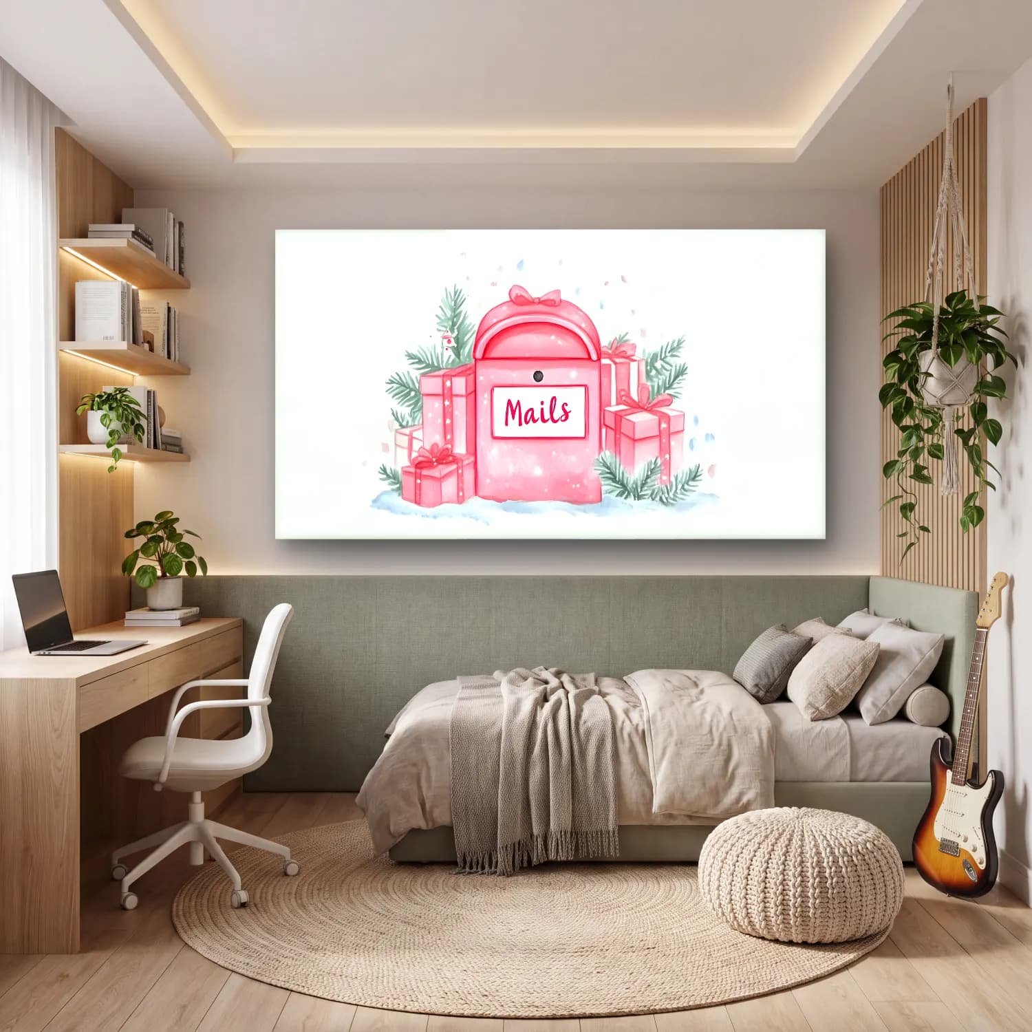 Sevimli İllüstrasyon Hediye Paketleri – Pembe Tonlar cam tablo — genç odasında