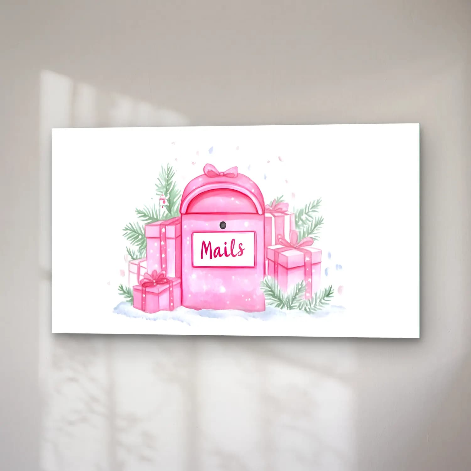 Sevimli İllüstrasyon Hediye Paketleri – Pembe Tonlar cam tablo — sağ açıdan görünüm