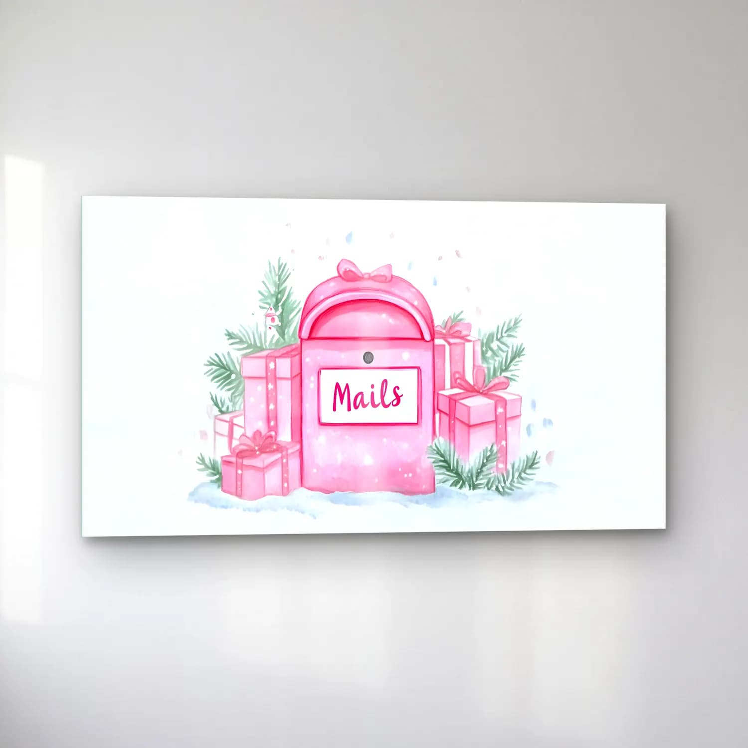 Sevimli İllüstrasyon Hediye Paketleri – Pembe Tonlar cam tablo — sol açıdan görünüm