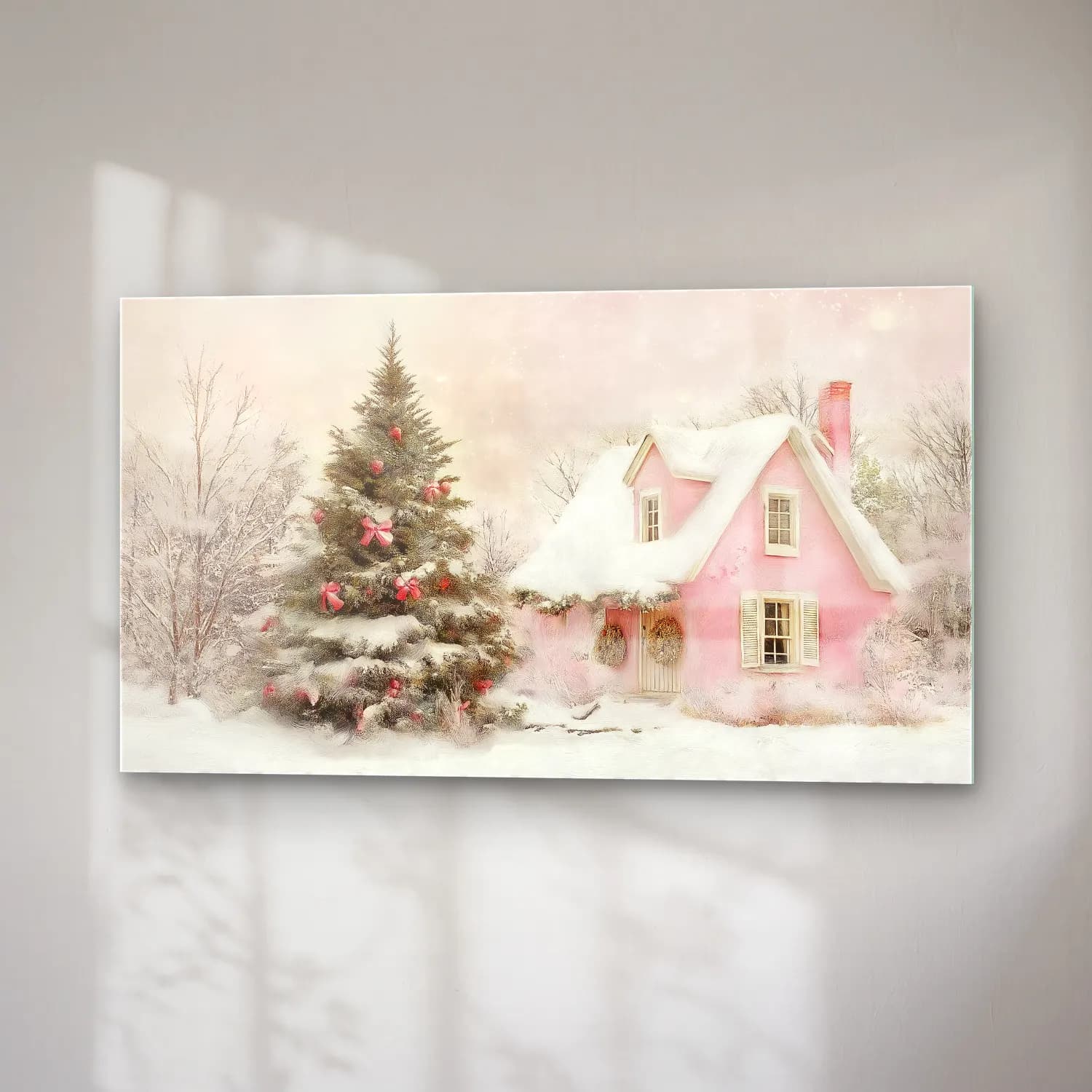 Pastel Yılbaşı Ağacı No. 22 cam tablo — sağ açıdan görünüm