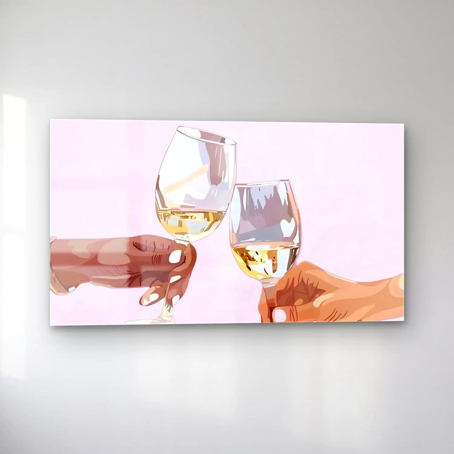 Pastel Kadeh Şarap No. 8 cam tablo — sol açıdan görünüm