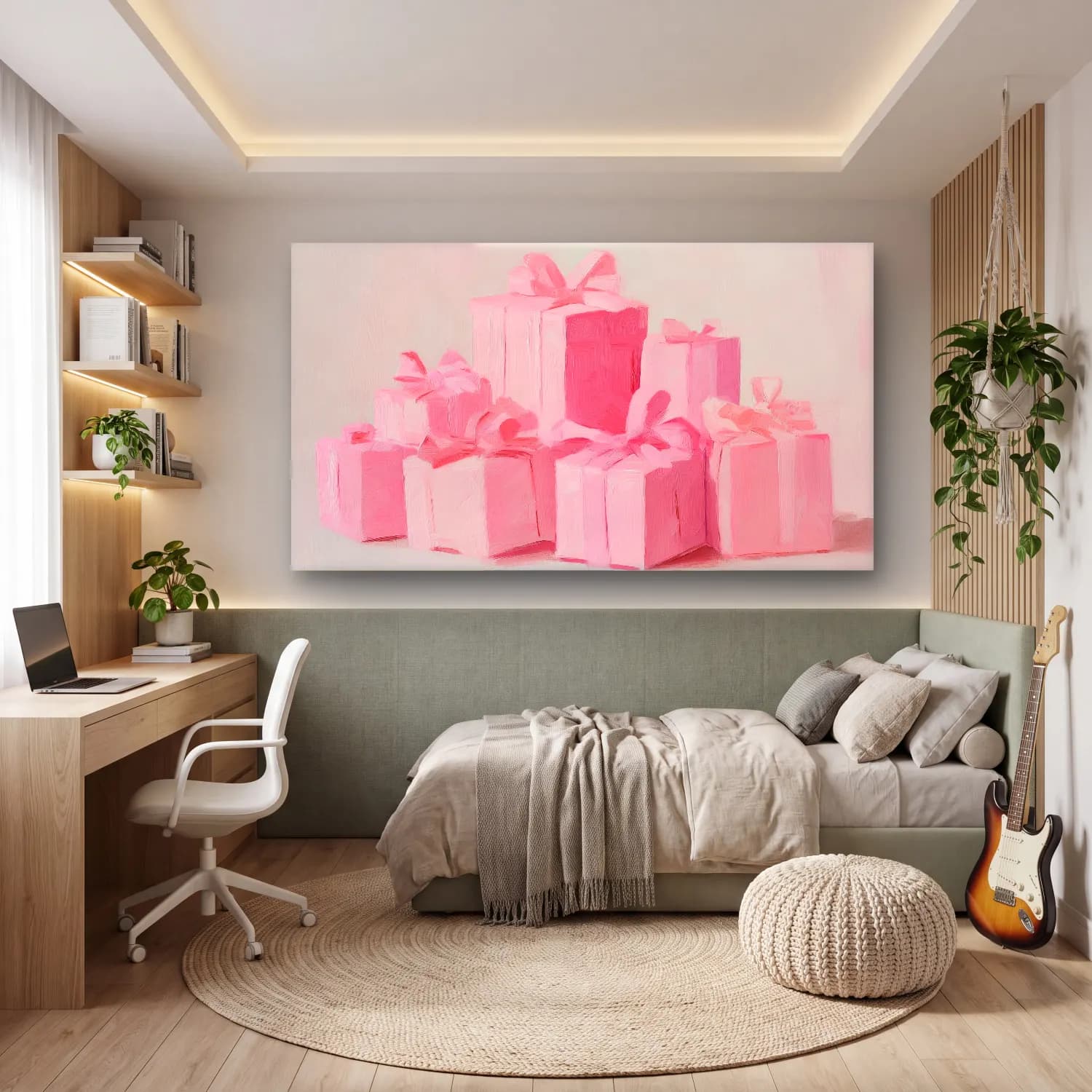 Pastel Hediye Paketleri No. 9 cam tablo — genç odasında