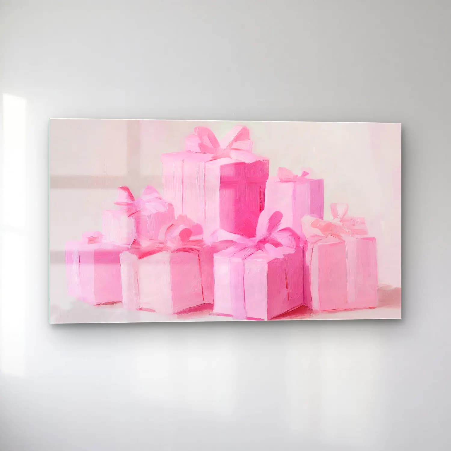 Pastel Hediye Paketleri No. 9 cam tablo — sol açıdan görünüm