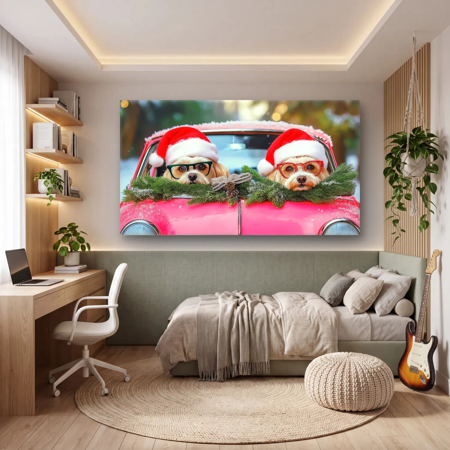 Sevimli İllüstrasyon Noel Baba No. 8 cam tablo — genç odasında