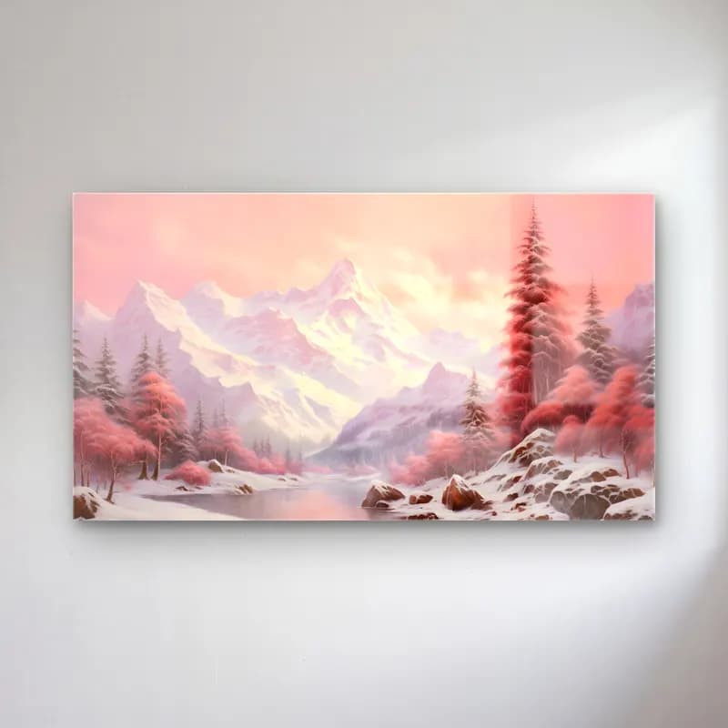 Pastel Karlı Kış Manzarası No. 7 cam tablo — Pastel Karlı Kış Manzarası No. 7 — pastel karlı kış manzarası