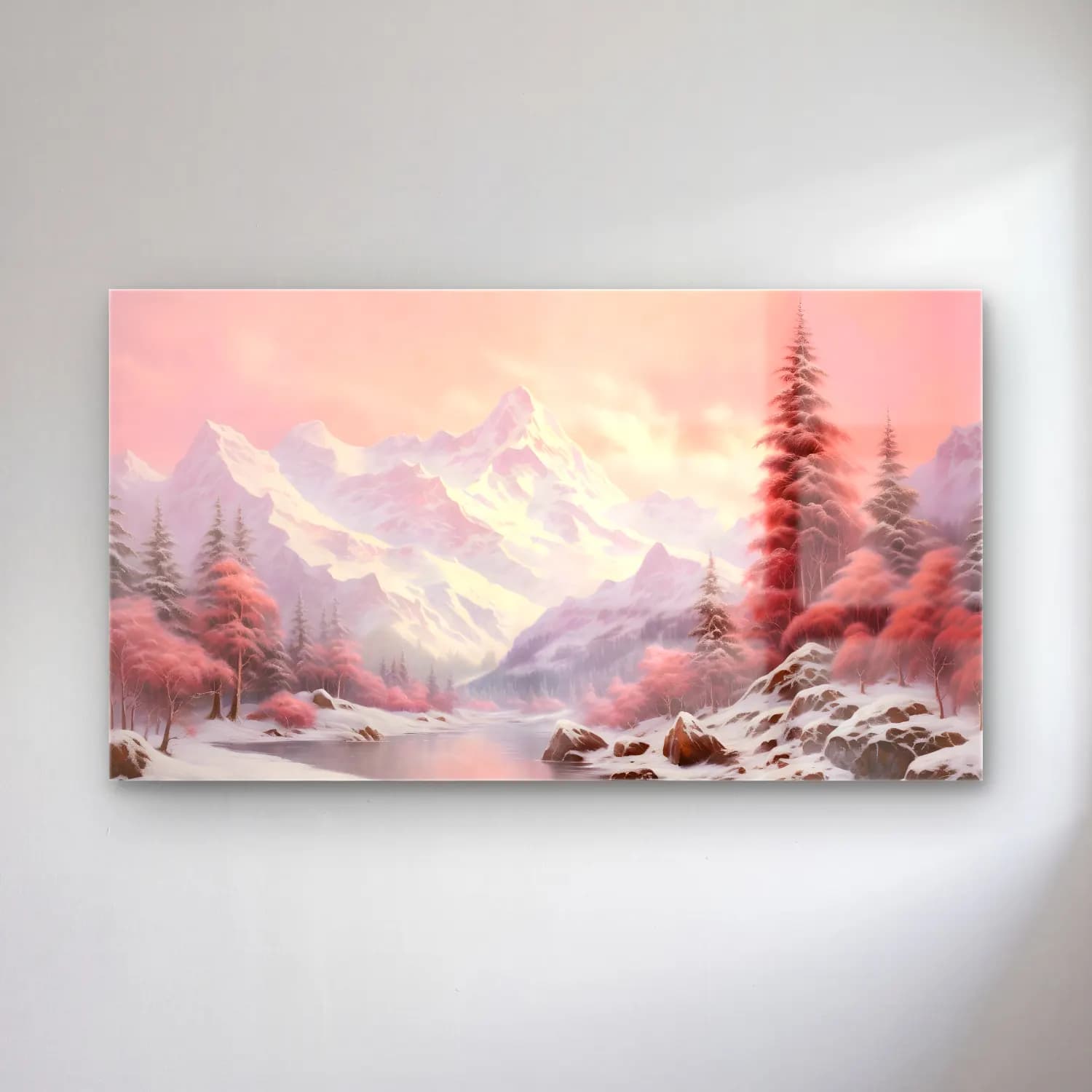 Pastel Karlı Kış Manzarası No. 7 cam tablo — Pastel Karlı Kış Manzarası No. 7 — pastel karlı kış manzarası