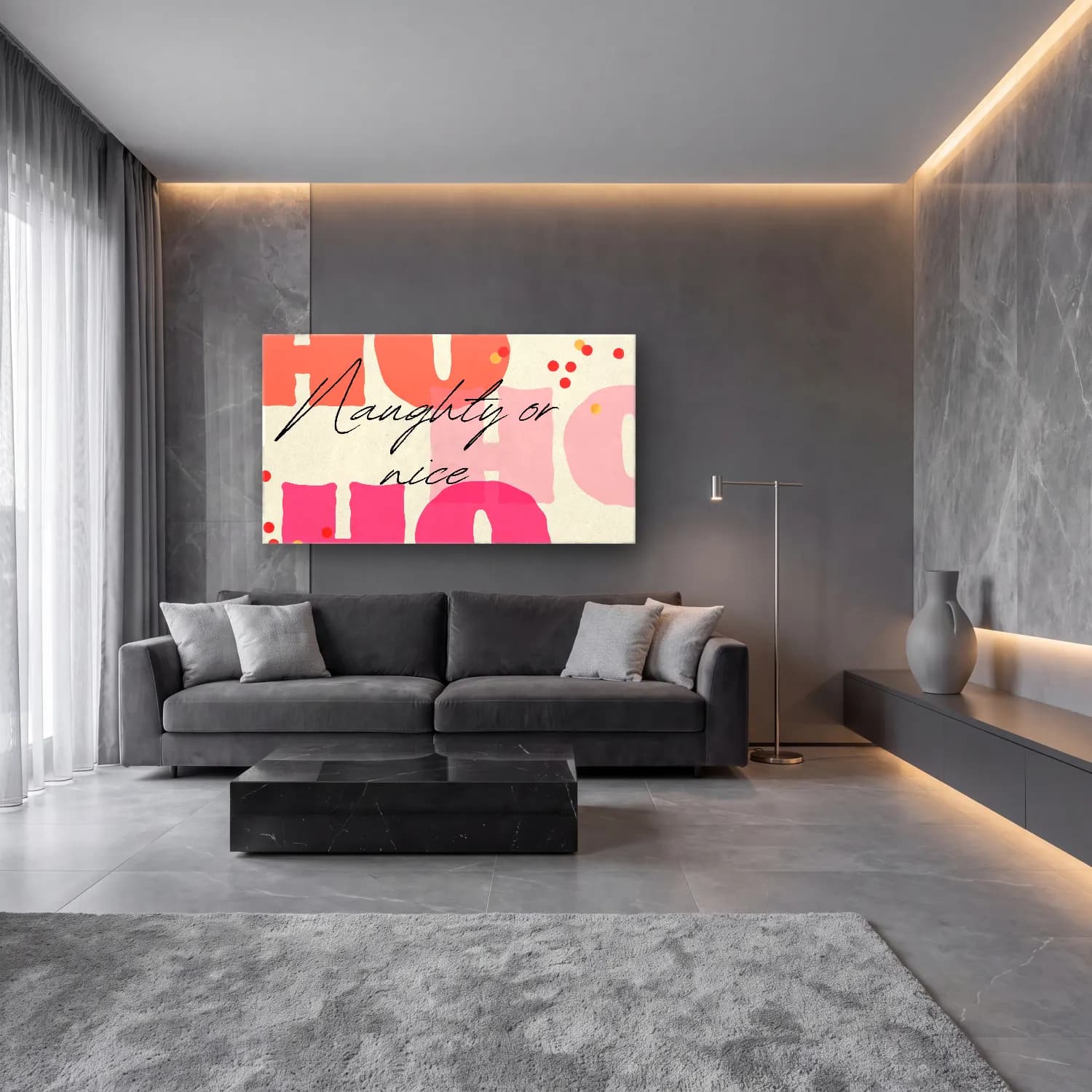 Pastel Yazılı Tasarım No. 130 cam tablo — lüks salon duvarında