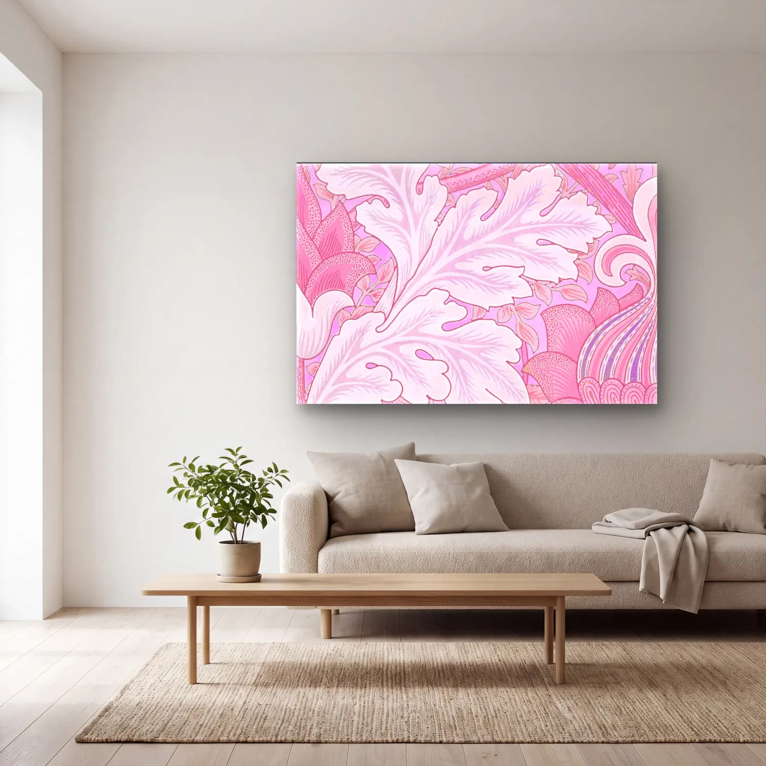 Pastel Çiçek Deseni No. 220 cam tablo — açık renk salonda