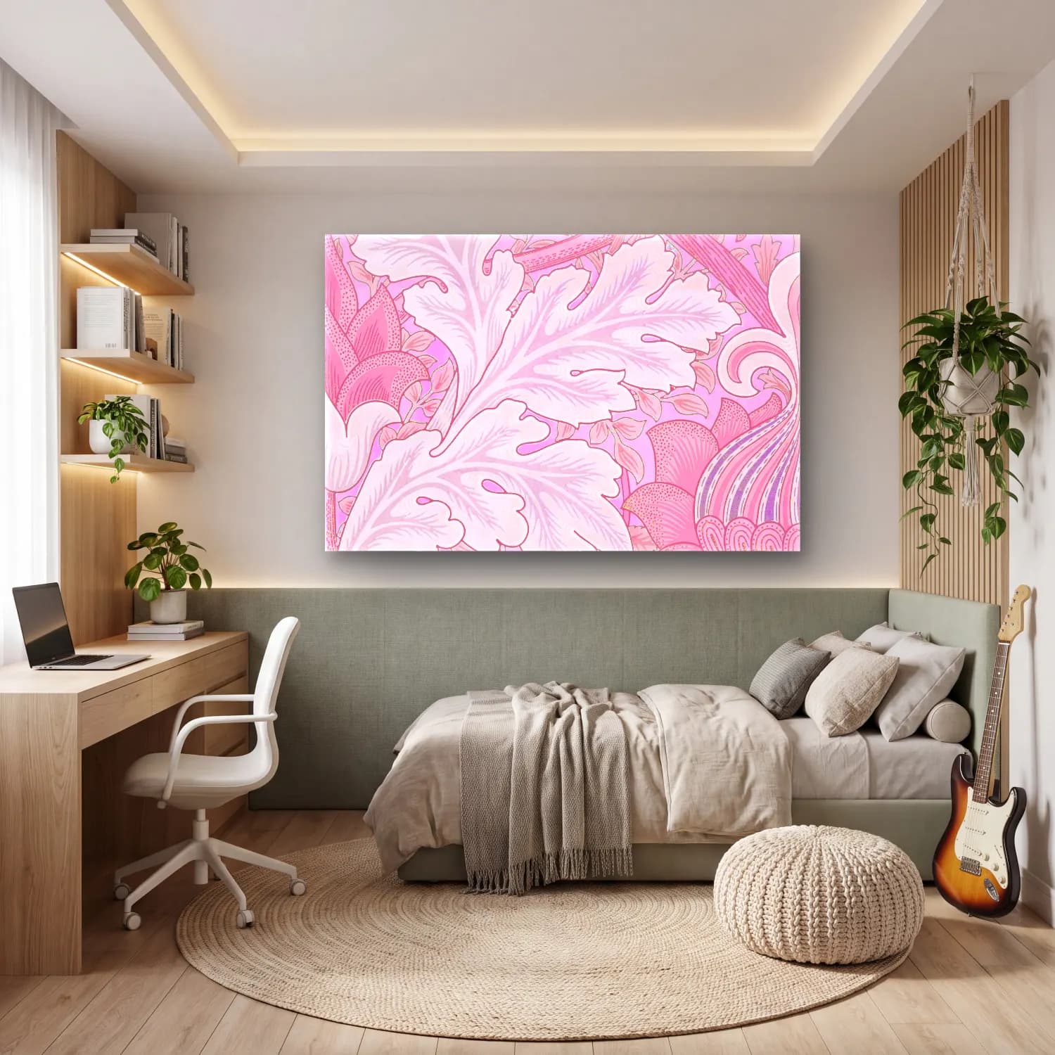 Pastel Çiçek Deseni No. 220 cam tablo — genç odasında