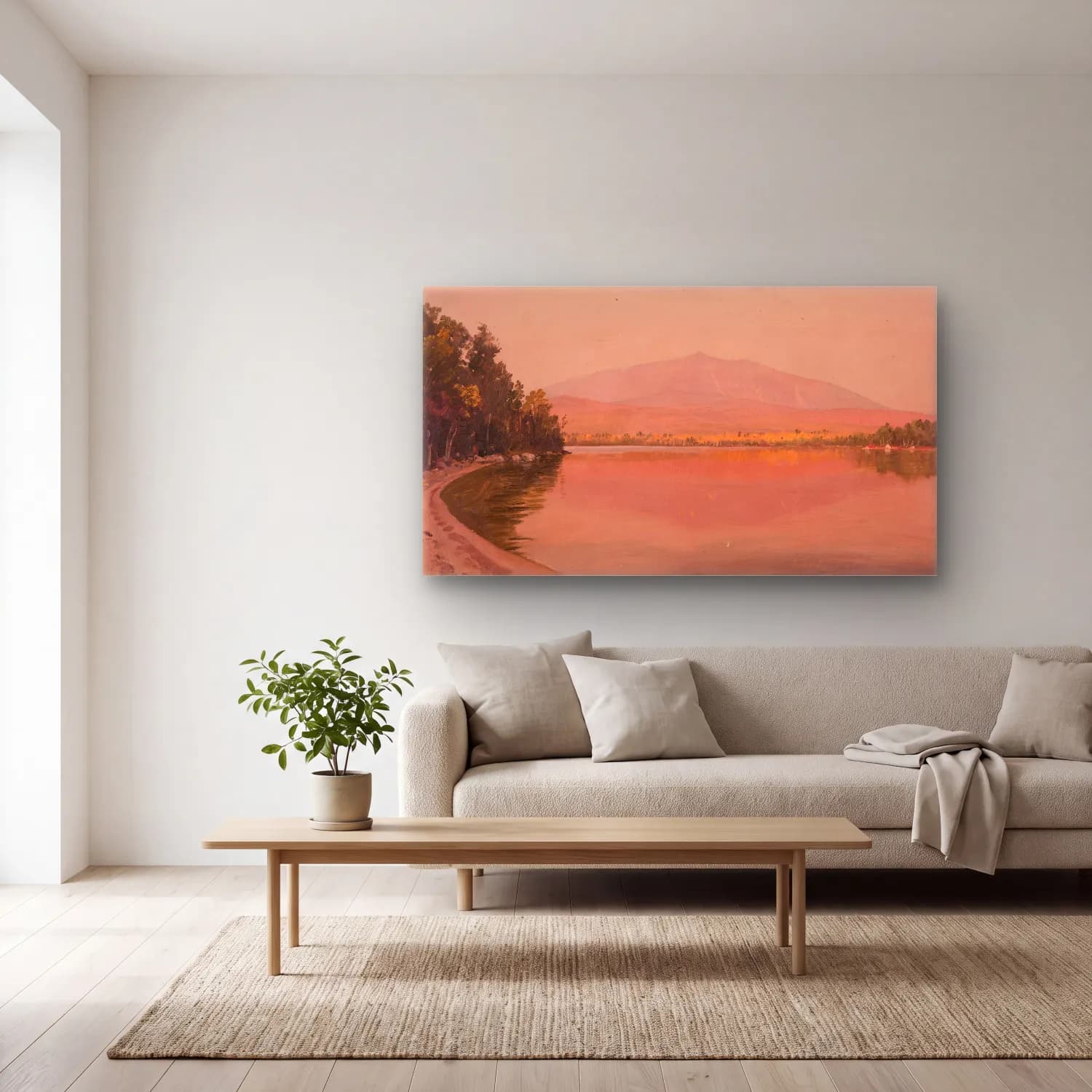 Frederic Edwin Church – Mt. Katahdin from Togue Pond cam tablo — açık renk salonda
