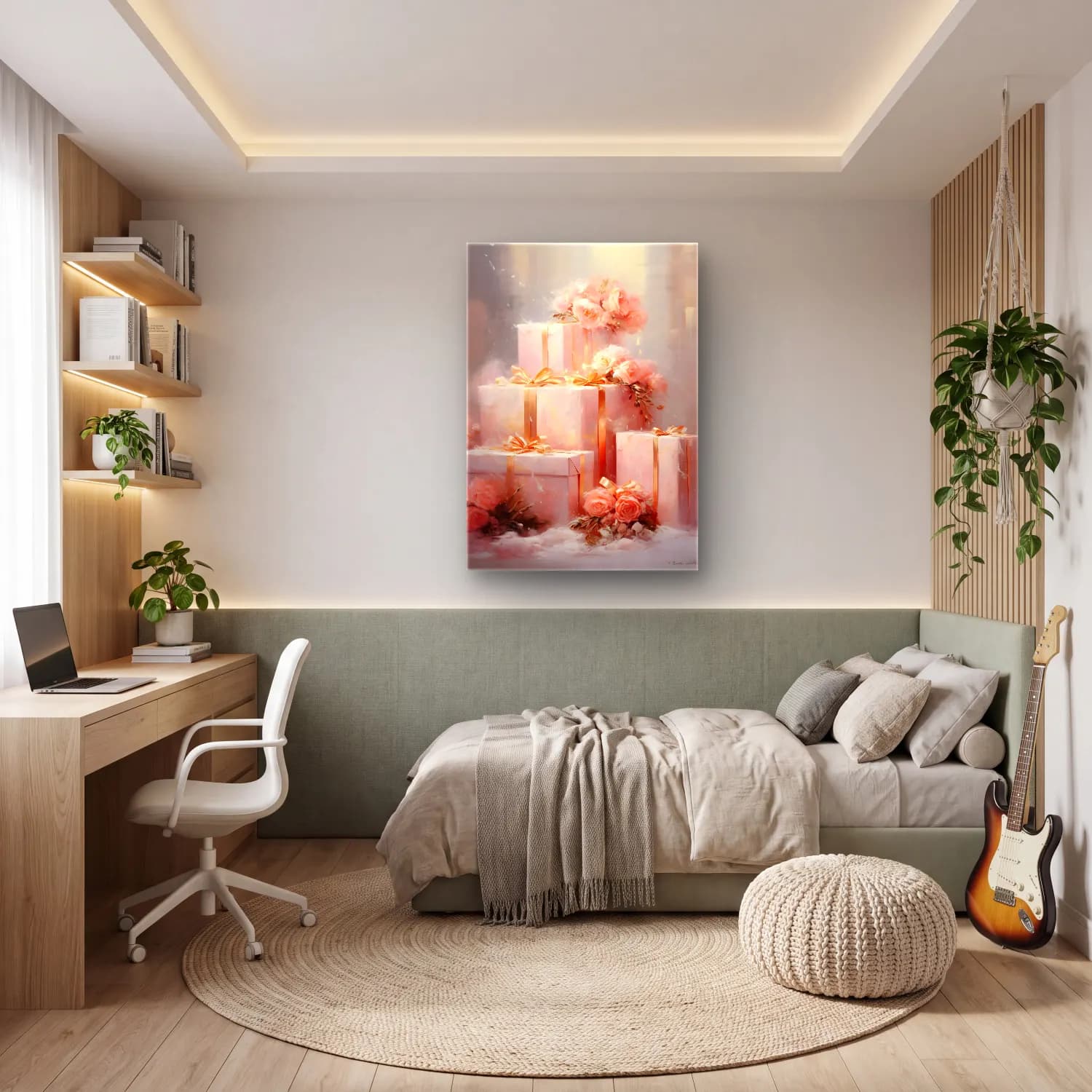 Pastel Hediye Paketleri No. 23 cam tablo — genç odasında